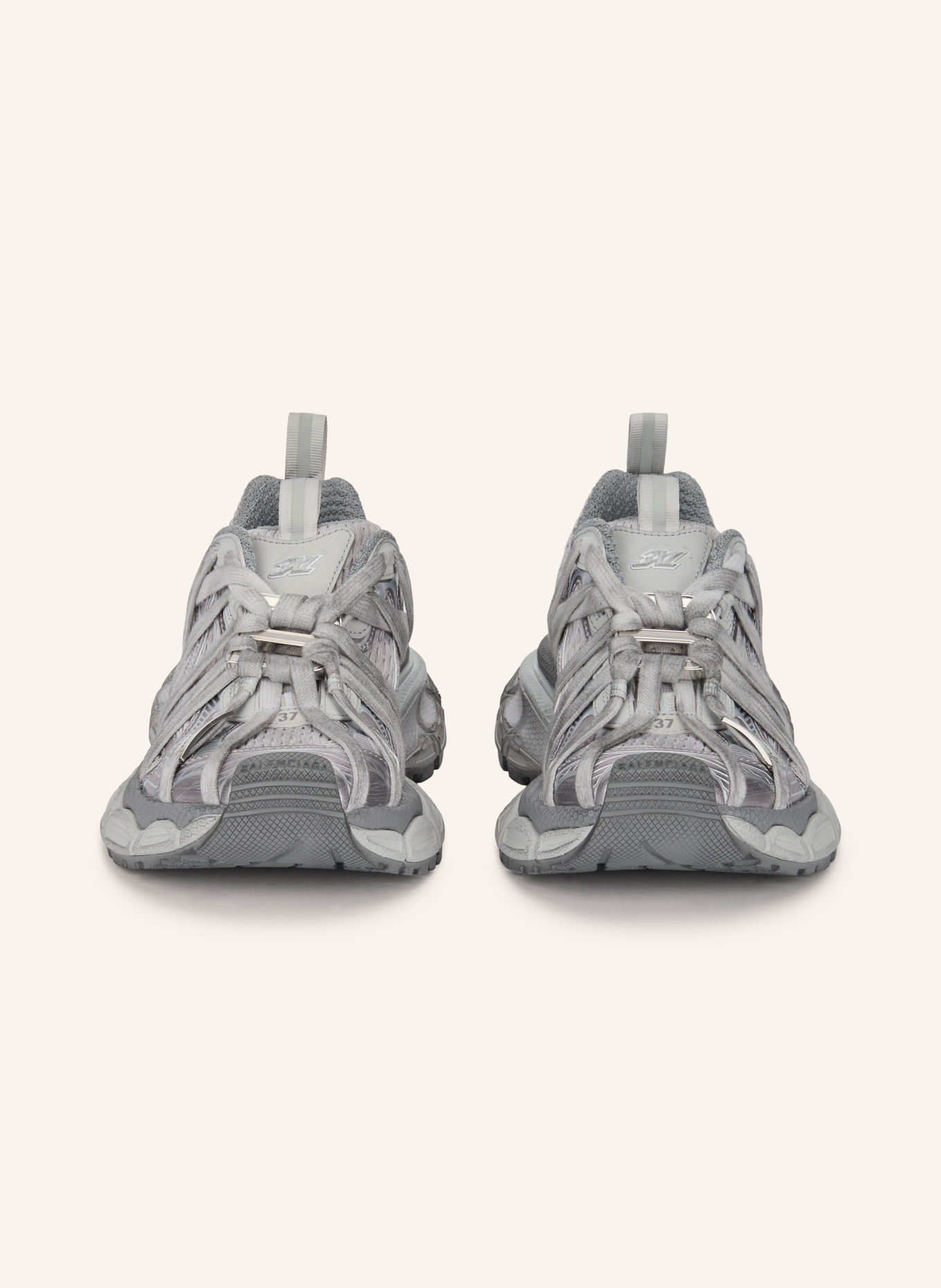 BALENCIAGA Sneakers 3XL EXTREME LACES B: GRIS FONCÉ / ARGENT / GRIS