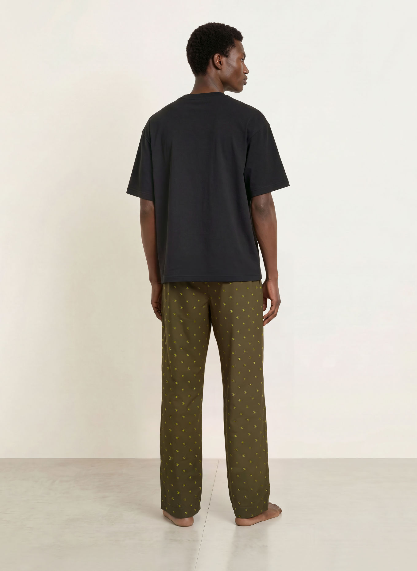 Calvin Klein Pajama pants COTTON POPLIN: OLIVE / LIGHT GREEN / WHITE