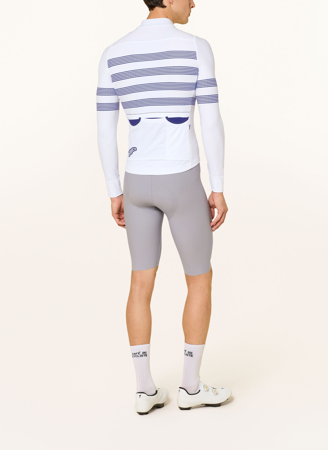CAFÉ DU CYCLISTE Fietsshirt CHARLIE: WIT / DONKERBLAUW