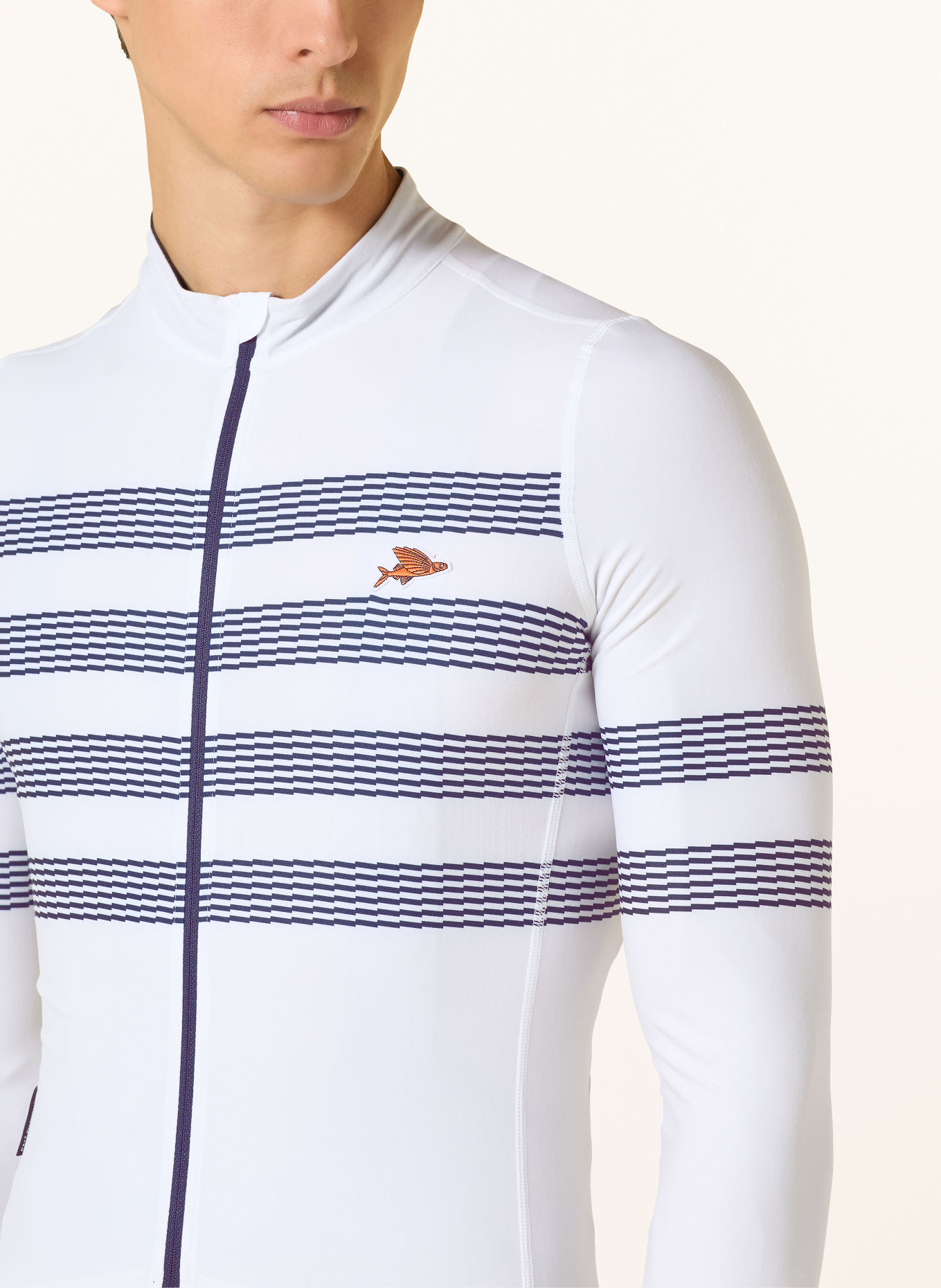 CAFÉ DU CYCLISTE Fietsshirt CHARLIE: WIT / DONKERBLAUW