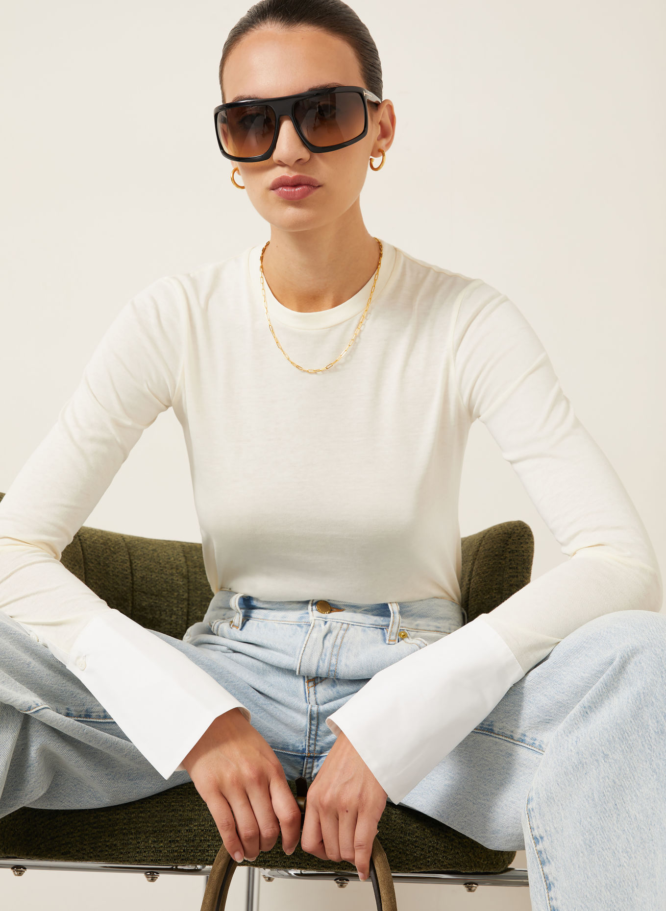 DARKPARK Long sleeve shirt NORA: CREAM / WHITE