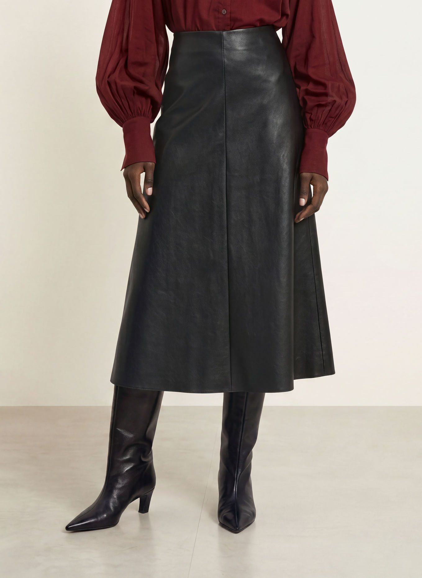 SEDUCTIVE Läderlook kjol: SVART