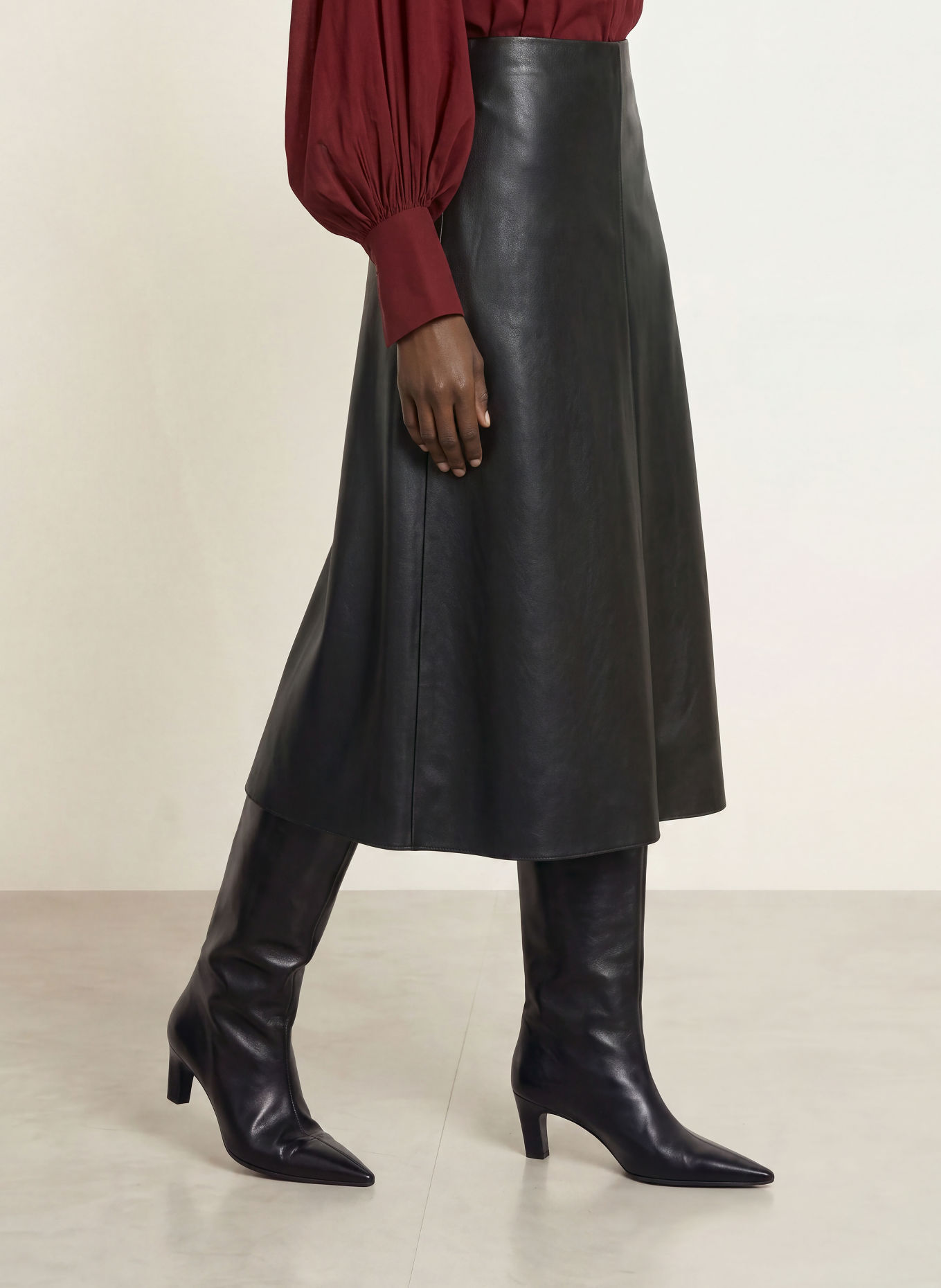 SEDUCTIVE Läderlook kjol: SVART