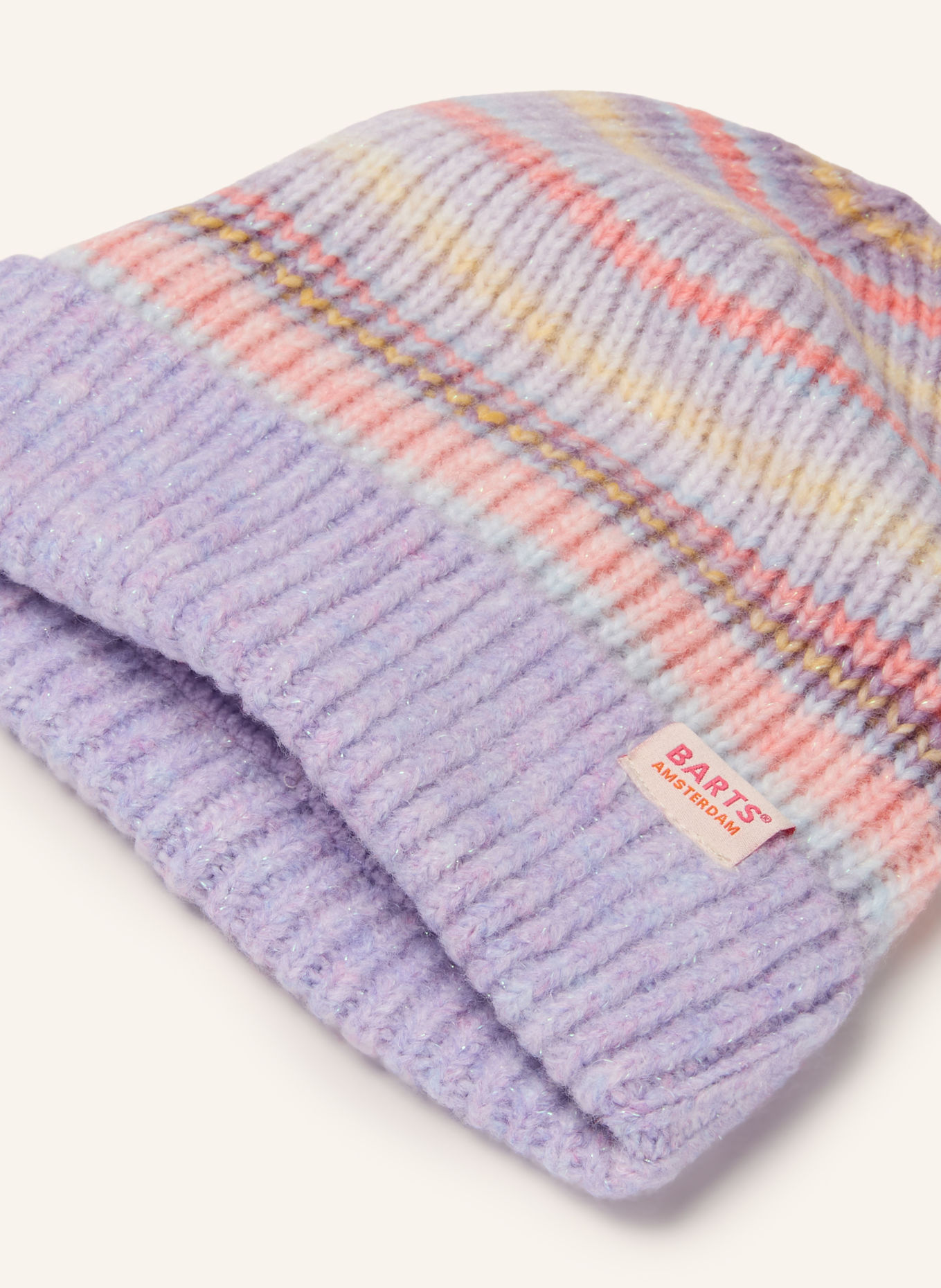 Barts LIANAN hat with glitter yarn: LIGHT PURPLE / SALMON / LIGHT YELLOW