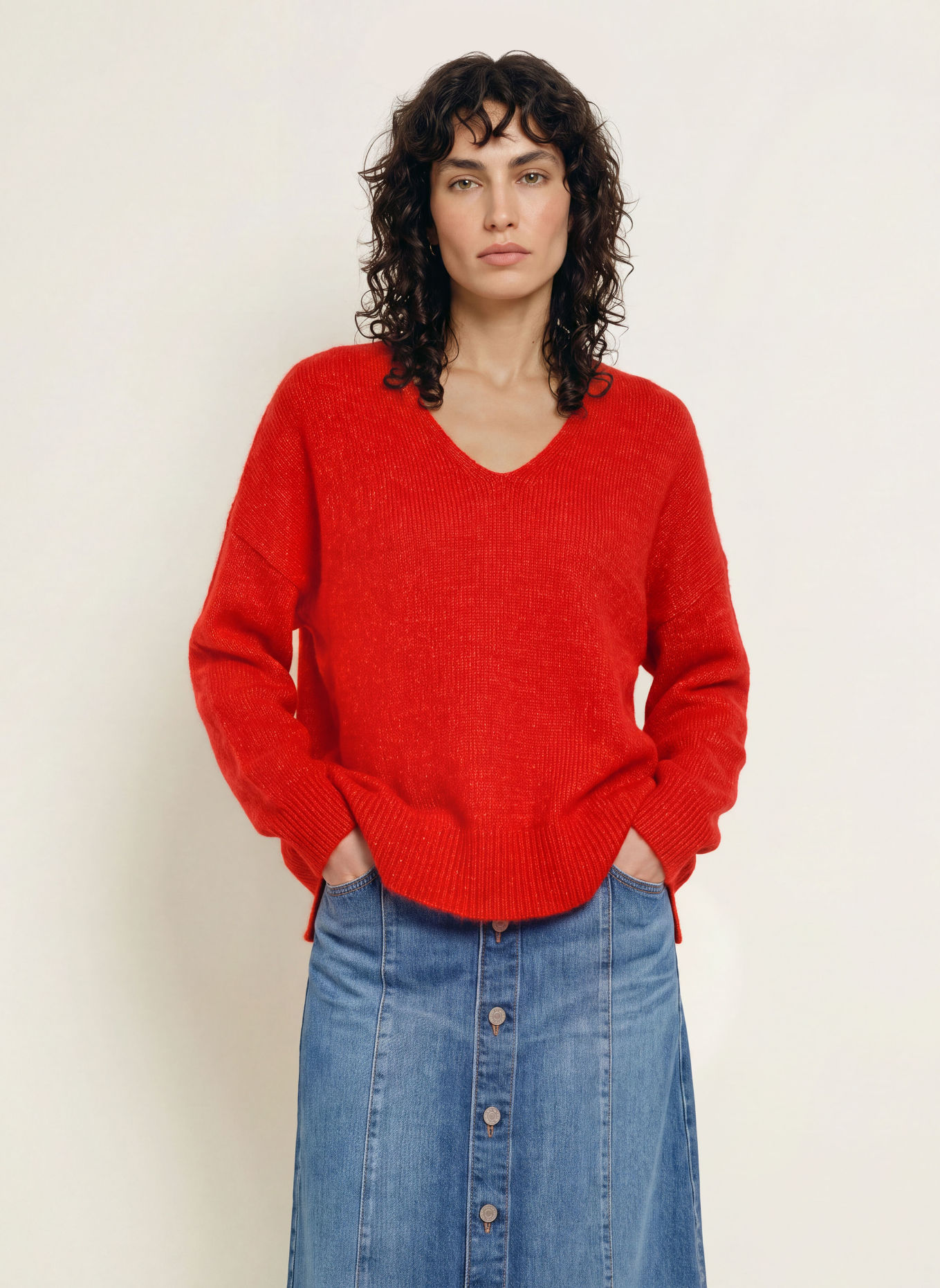 BOSS Trui met alpaca: ROOD