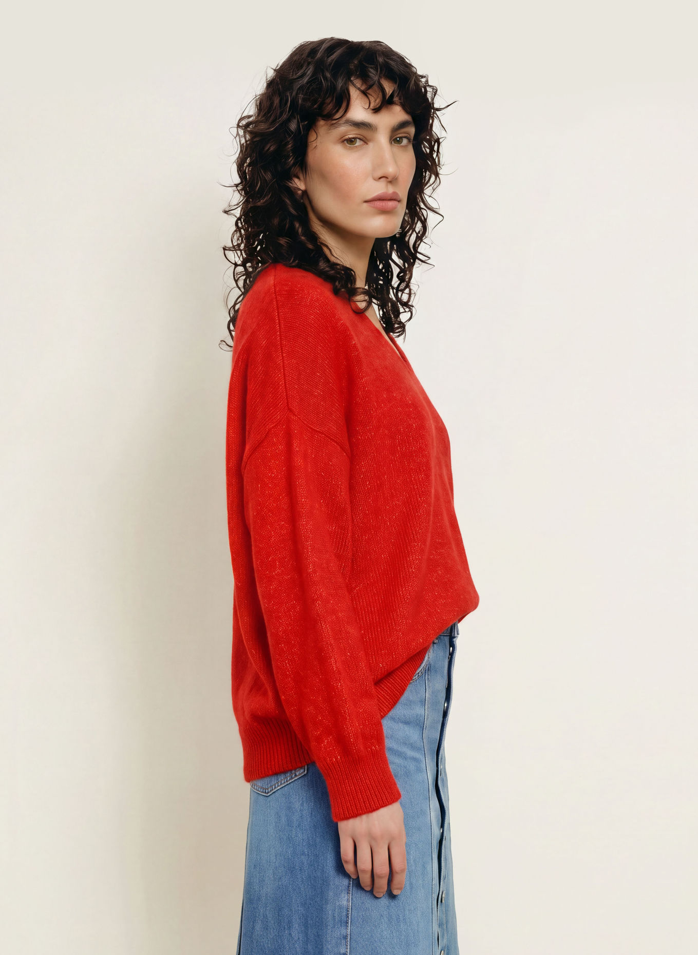 BOSS Trui met alpaca: ROOD