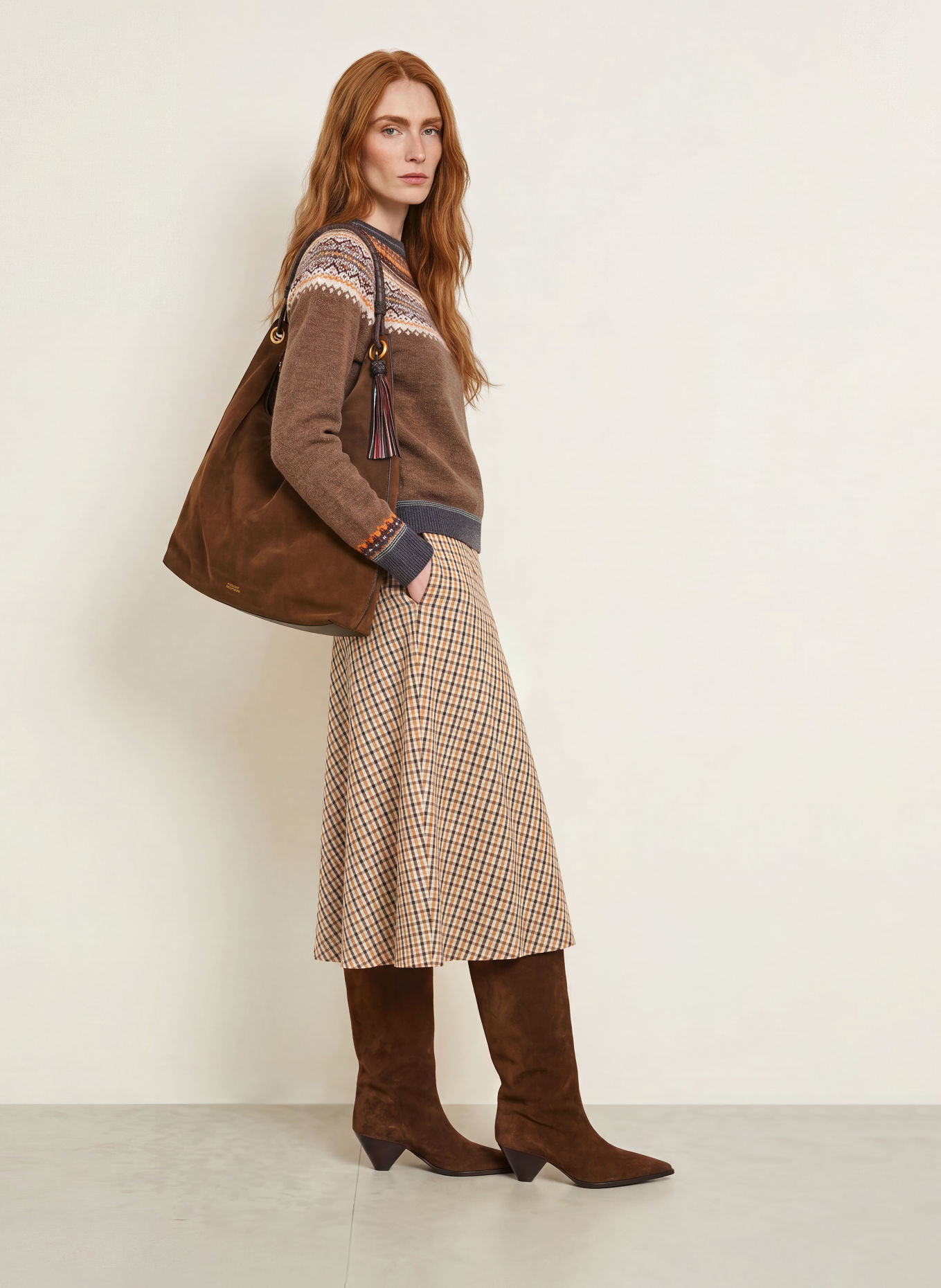ERIBÉ Pullover ALPINE: BRAUN / COGNAC / WEISS