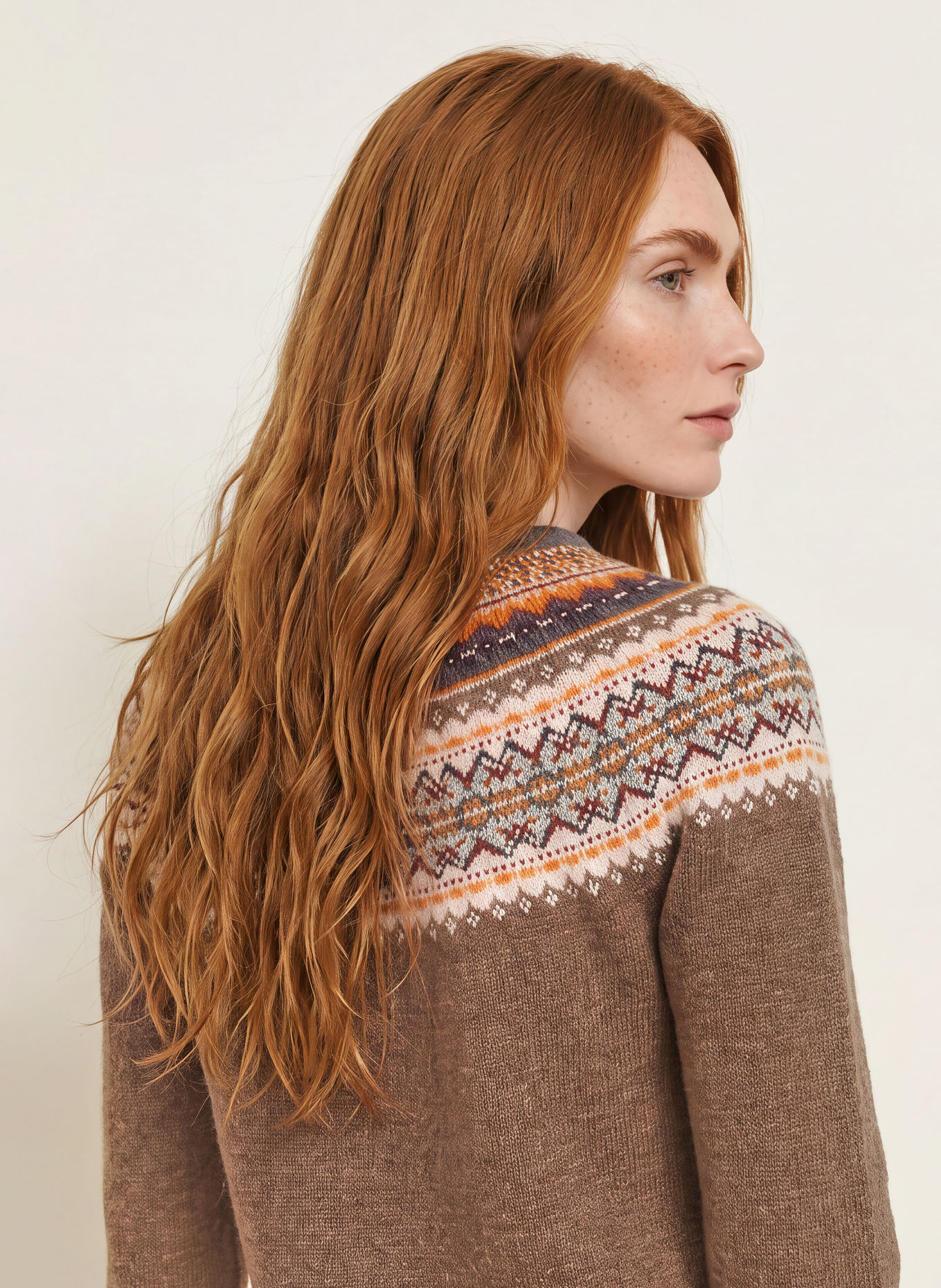 ERIBÉ Pullover ALPINE: BRAUN / COGNAC / WEISS
