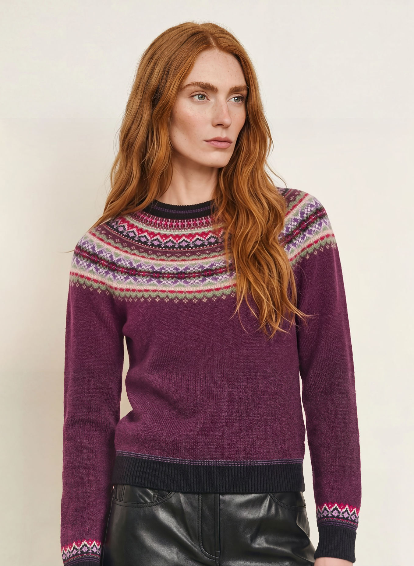 ERIBÉ Pullover ALPINE: DUNKELLILA / HELLLILA / OLIV