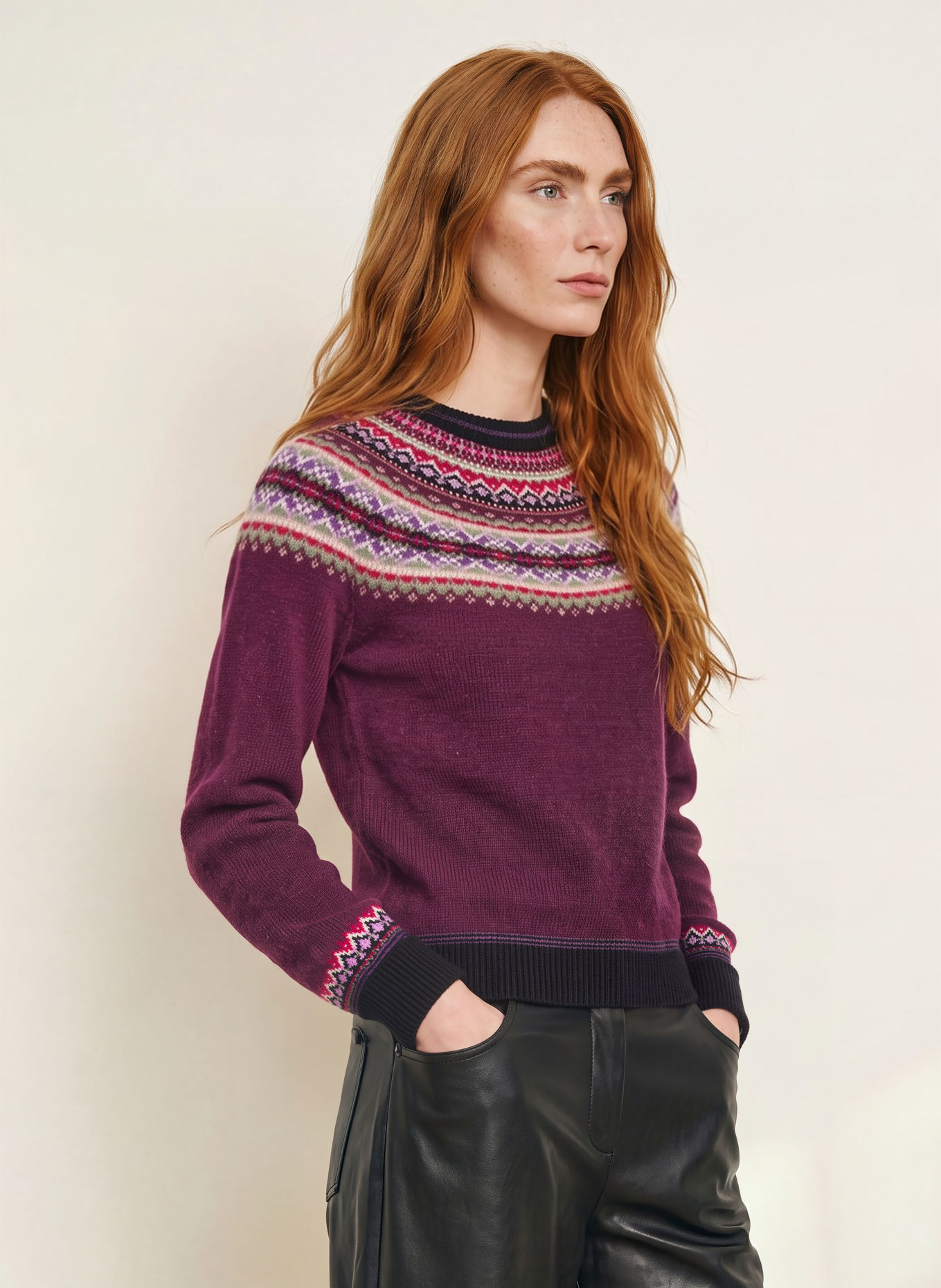 ERIBÉ Pullover ALPINE: DUNKELLILA / HELLLILA / OLIV