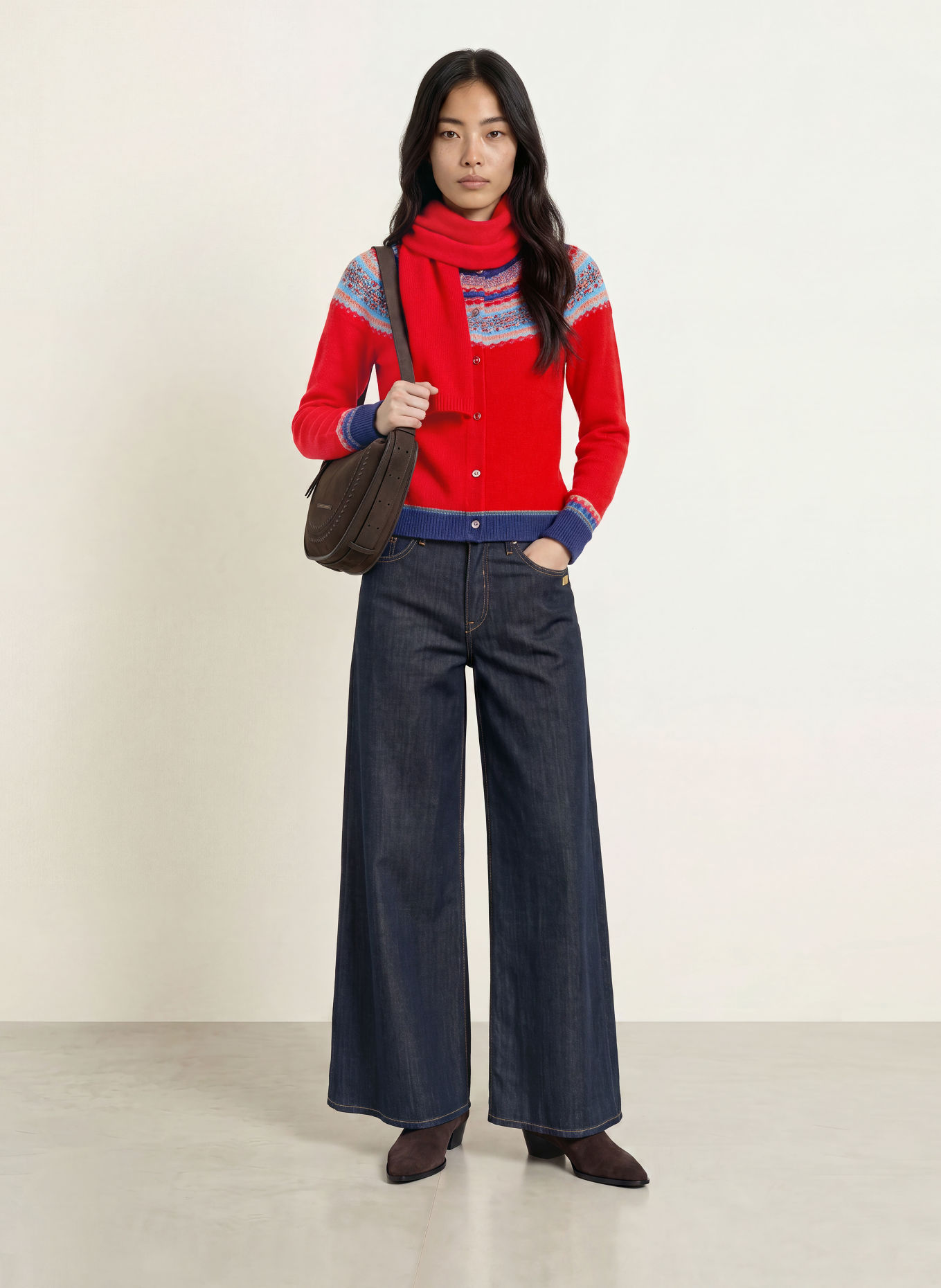 ERIBÉ Cardigan ALPINE: RED / ORANGE / DARK BLUE