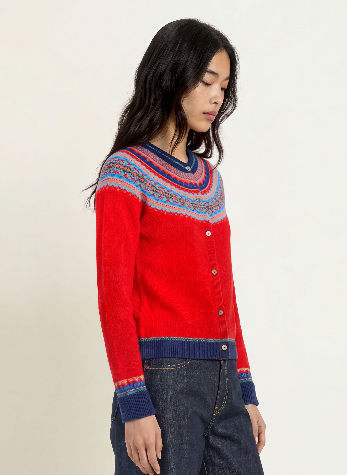 ERIBÉ Cardigan ALPINE: RED / ORANGE / DARK BLUE