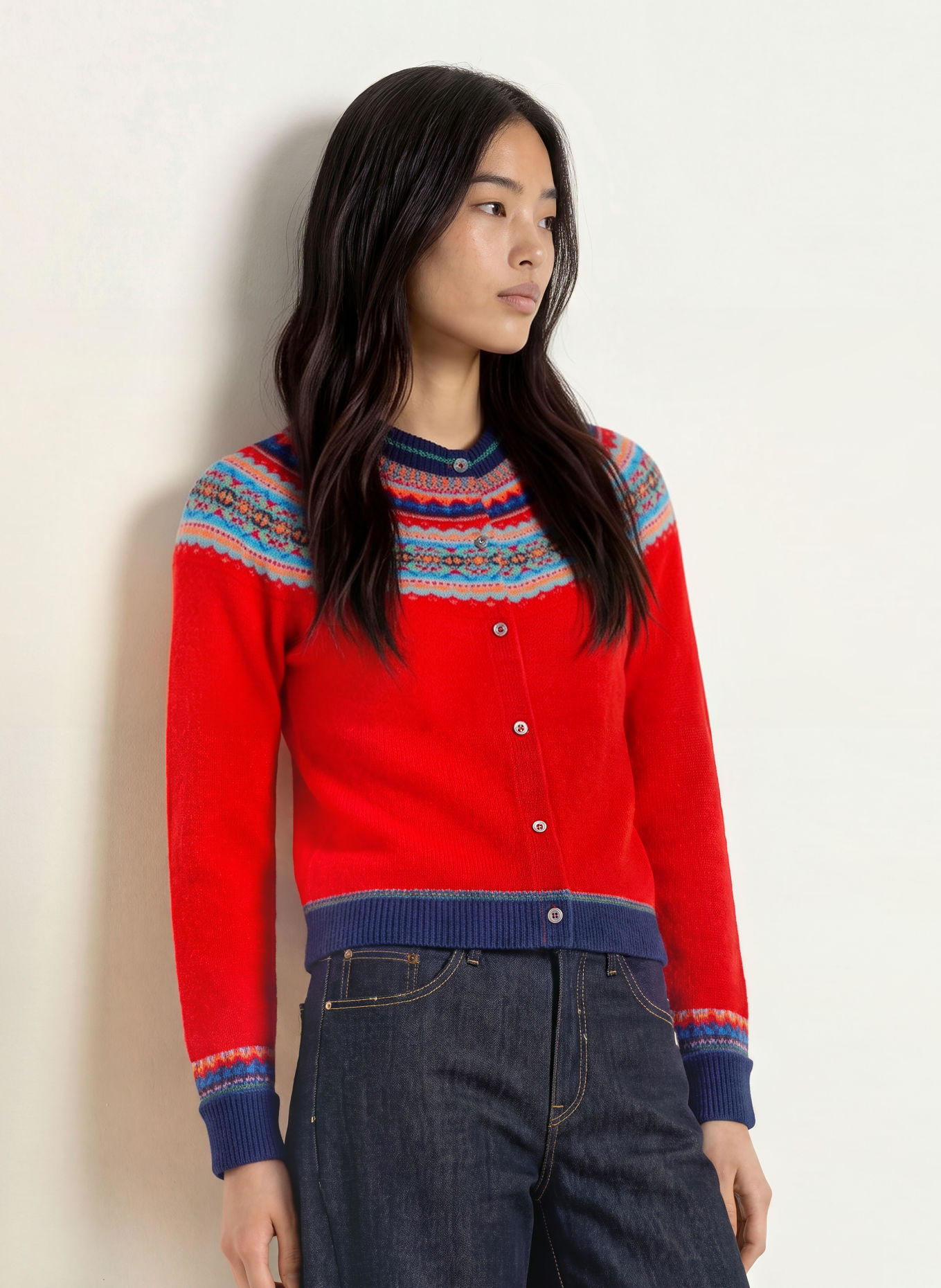 ERIBÉ Cardigan ALPINE: RED / ORANGE / DARK BLUE