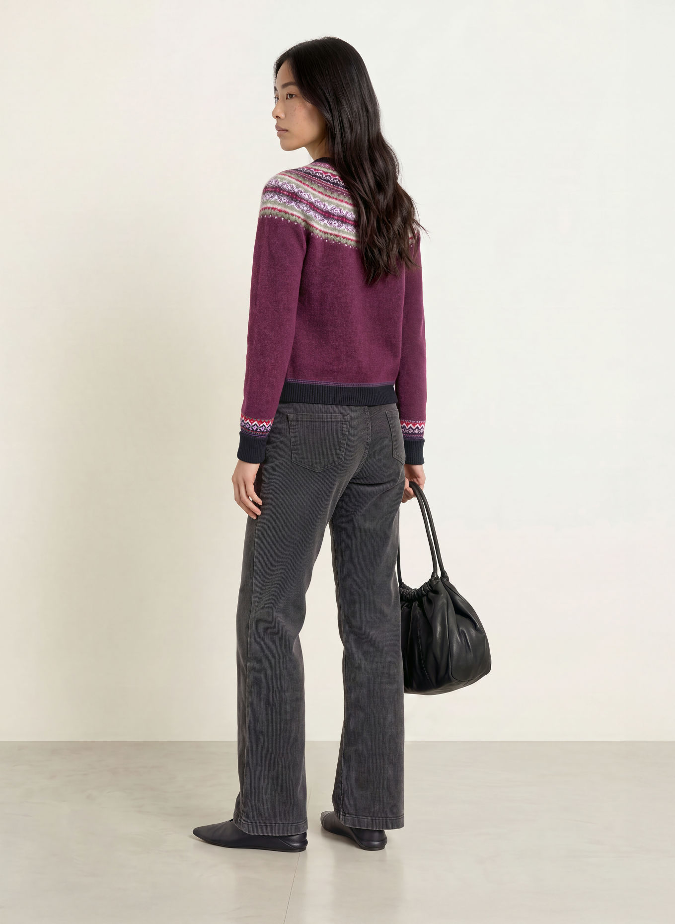 ERIBÉ Strickjacke ALPINE: DUNKELLILA / LILA / OLIV