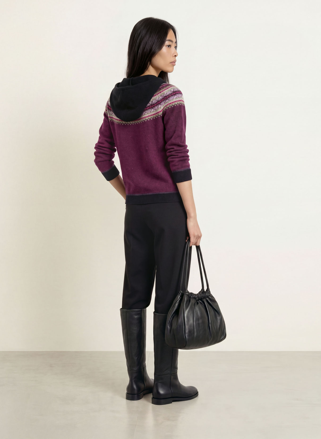 ERIBÉ Strick-Hoodie ALPINE: DUNKELLILA / HELLLILA / OLIV