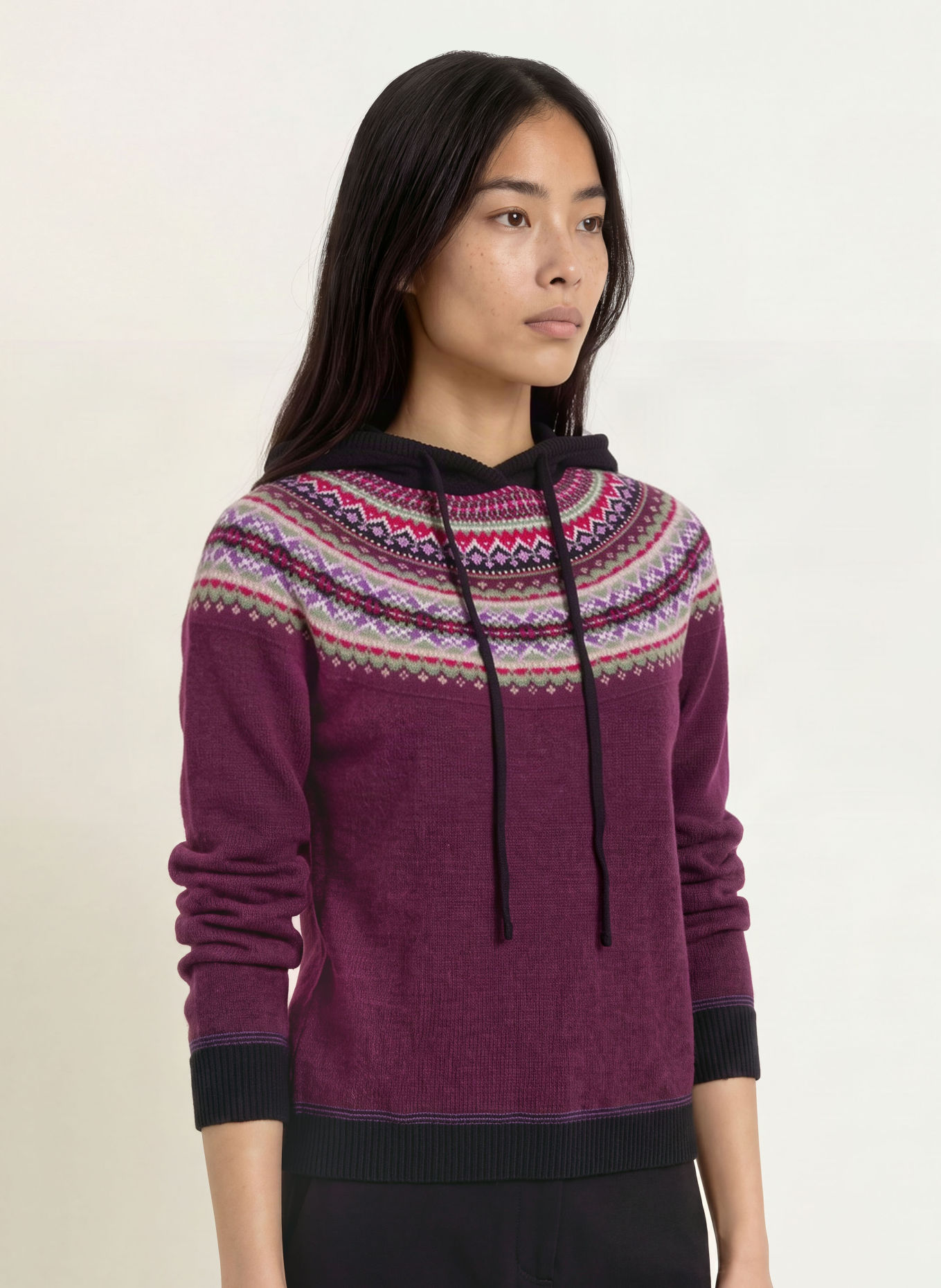 ERIBÉ Strick-Hoodie ALPINE: DUNKELLILA / HELLLILA / OLIV