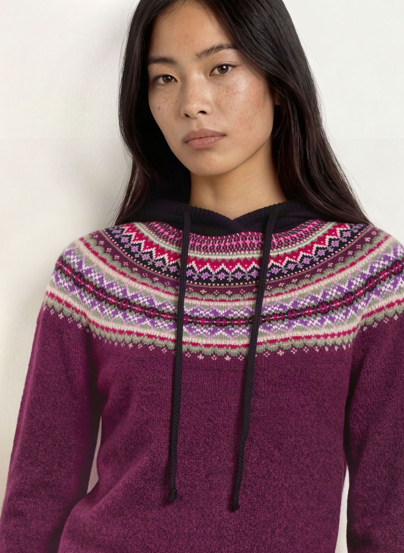 ERIBÉ Strick-Hoodie ALPINE: DUNKELLILA / HELLLILA / OLIV