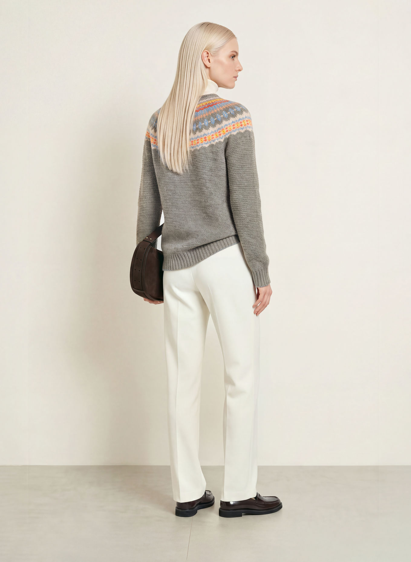 ERIBÉ Pullover STONEYBREK: GRAU / GELB / HELLBLAU
