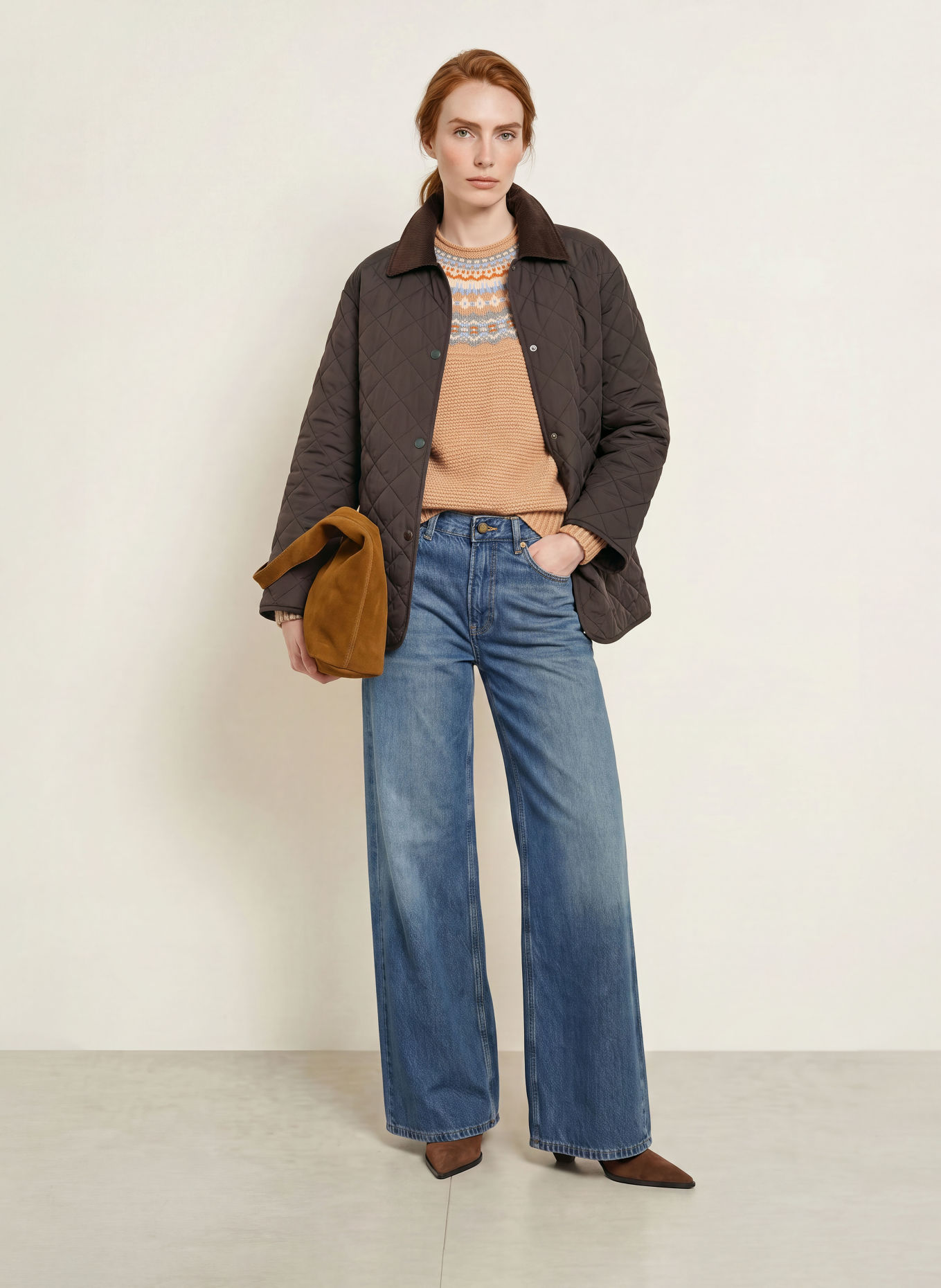 ERIBÉ Pullover STONEYBREK: BEIGE / GRAU / HELLBLAU