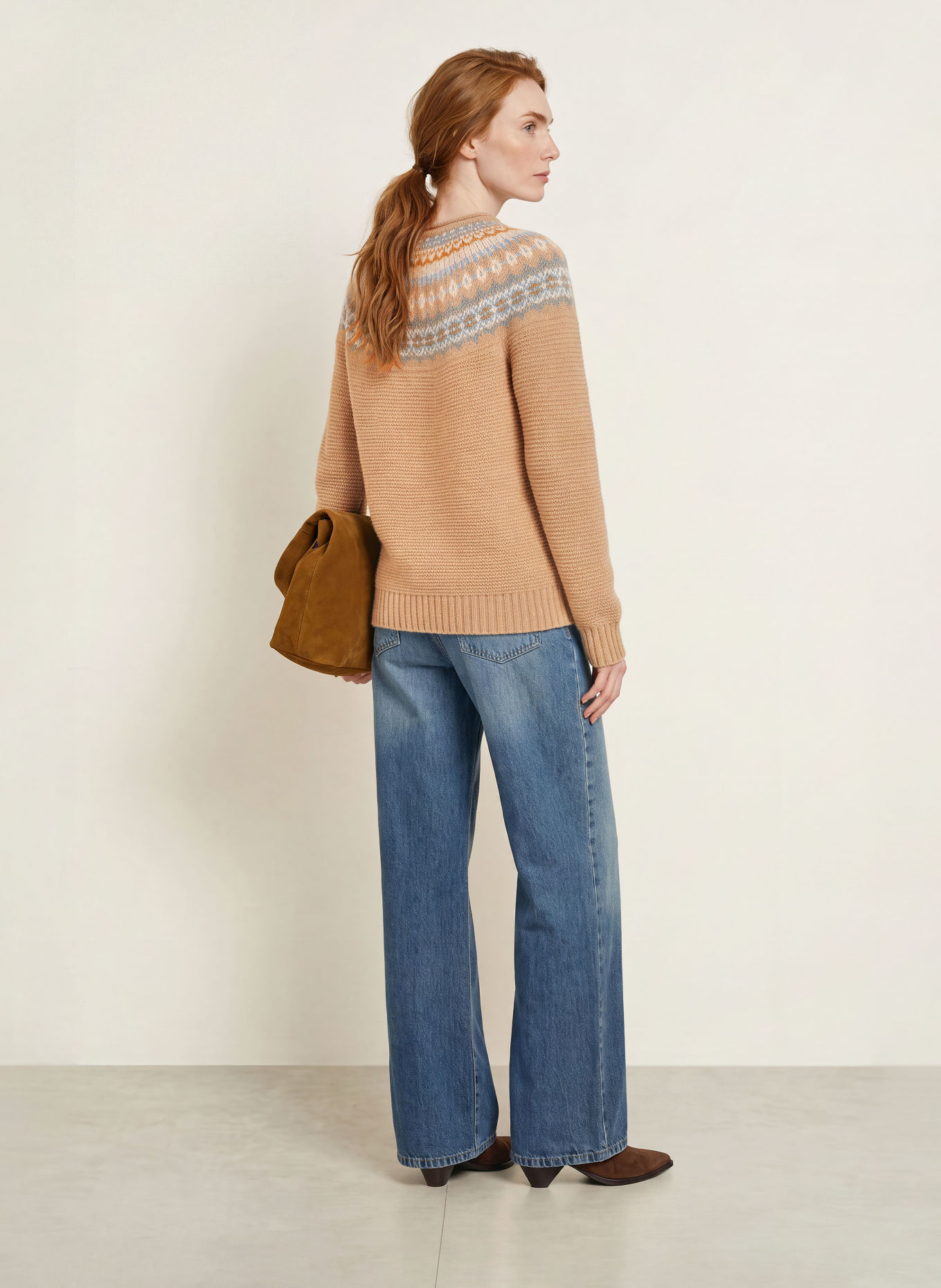 ERIBÉ Pullover STONEYBREK: BEIGE / GRAU / HELLBLAU
