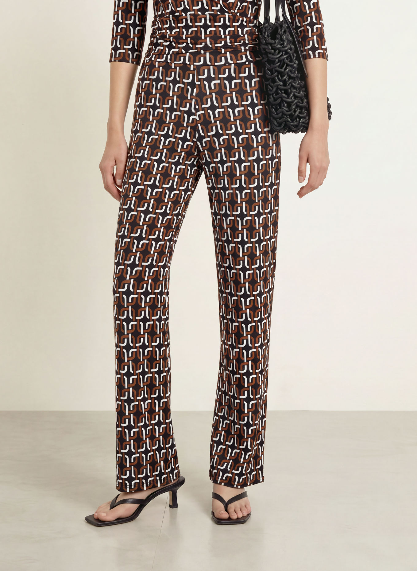 marivie Jersey-Jumpsuit JUMP GREAT! mit 3/4-Arm: BRAUN / WEISS / SCHWARZ