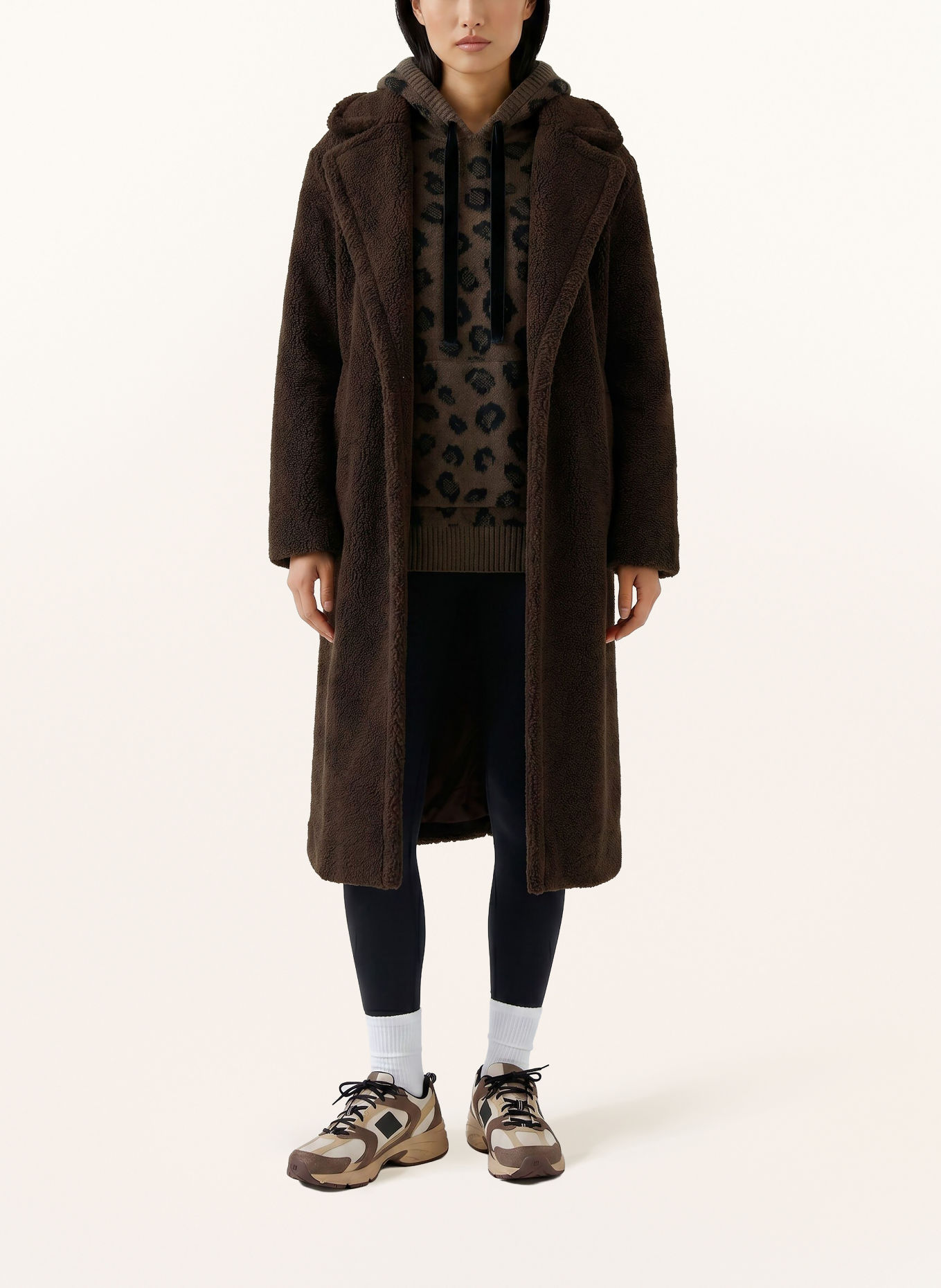 oui Manteau en fourrure synthétique: MARRON FONCÉ