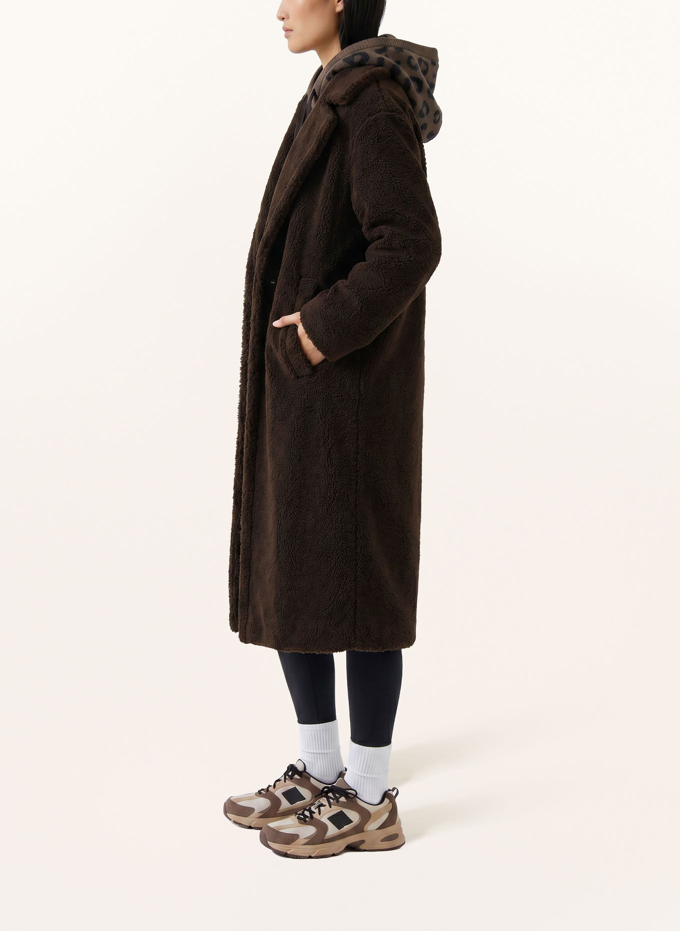 oui Manteau en fourrure synthétique: MARRON FONCÉ