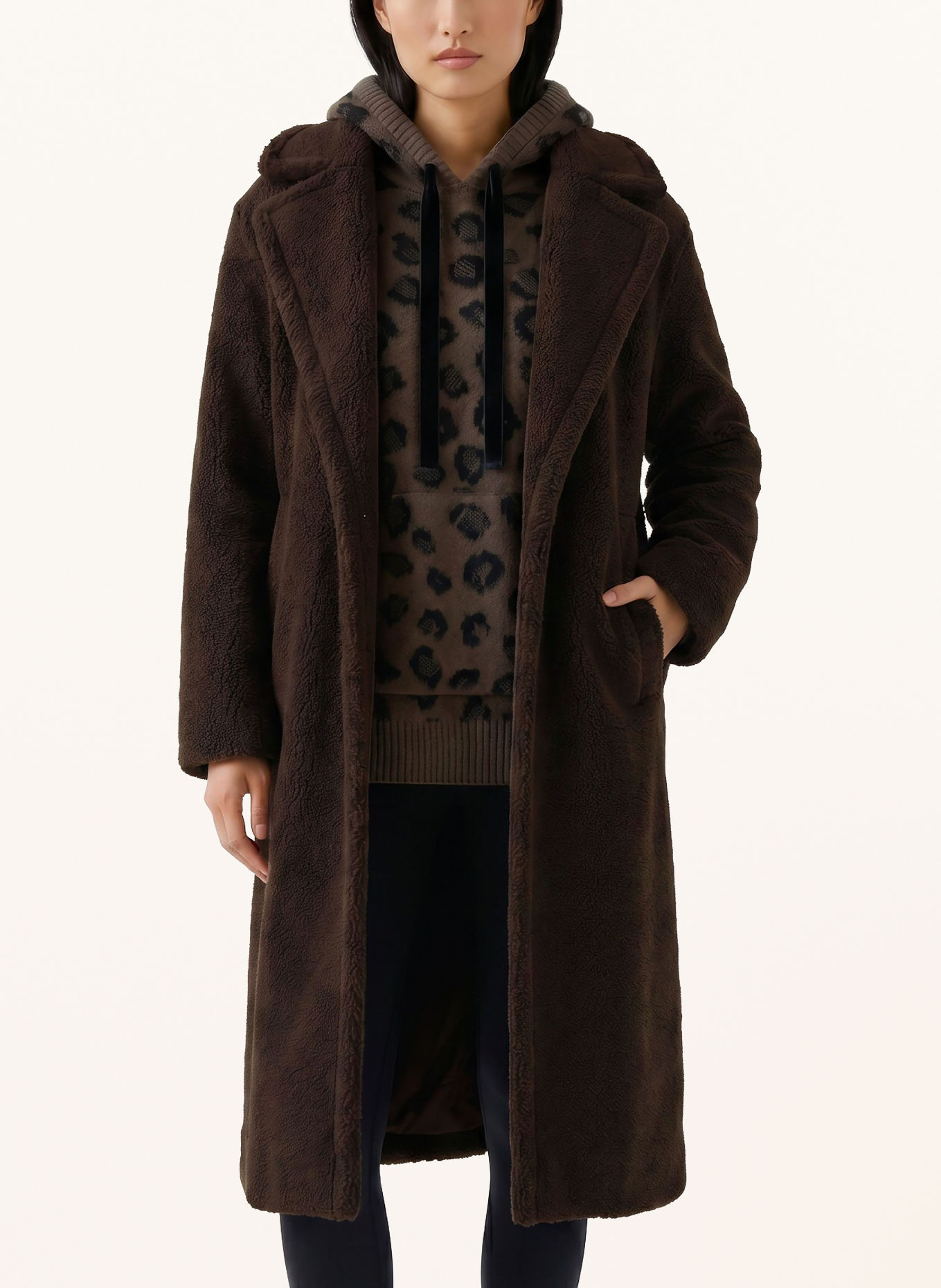 oui Manteau en fourrure synthétique: MARRON FONCÉ