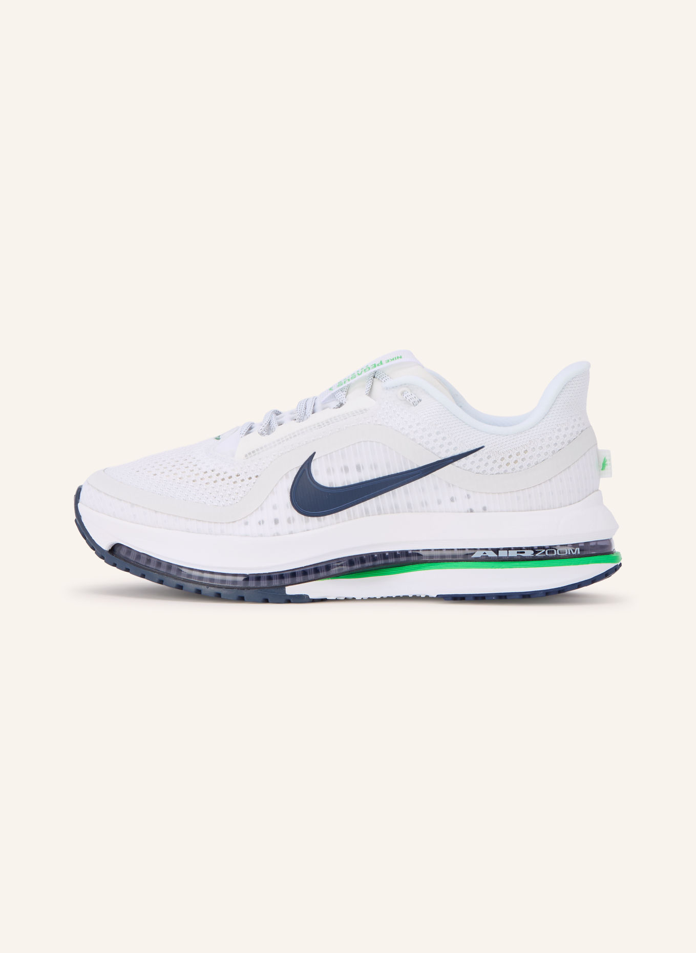 Nike PEGASUS PREMIUM Running Shoes: WHITE / NEON GREEN / DARK BLUE