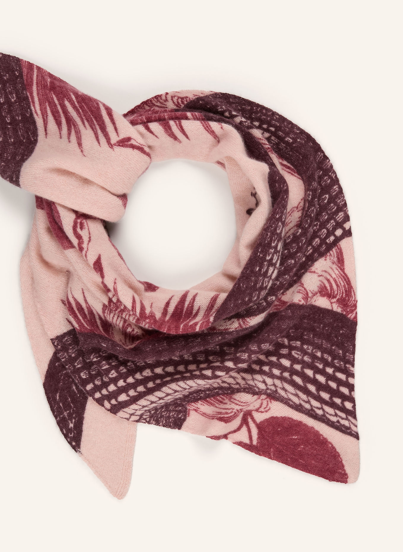 friendly hunting Dreieckstuch aus Cashmere: ROSÉ / DUNKELLILA / DUNKELROT