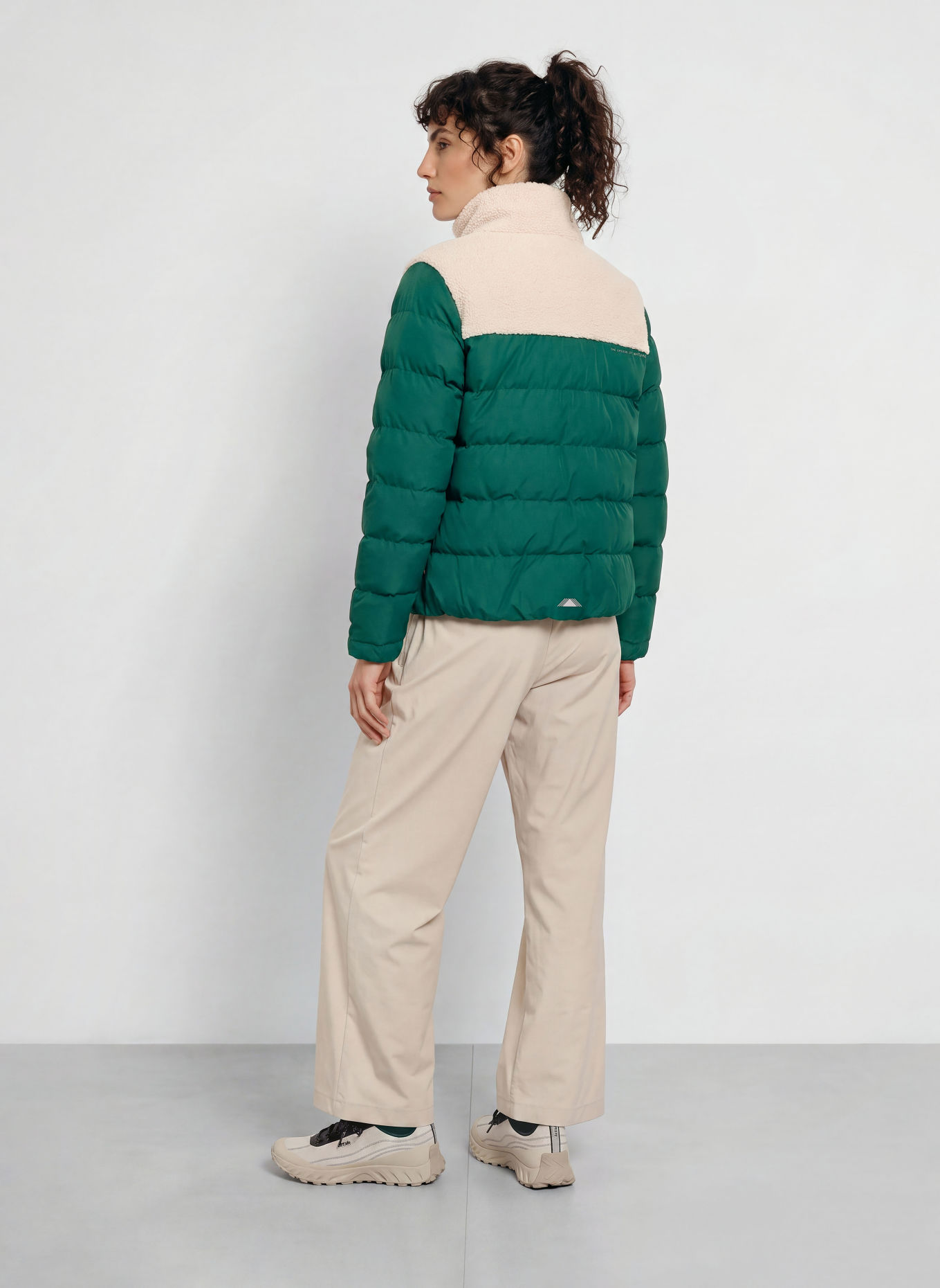 me°ru' Hybrid-Steppjacke VEJLE: DUNKELGRÜN / BEIGE / HELLGRAU