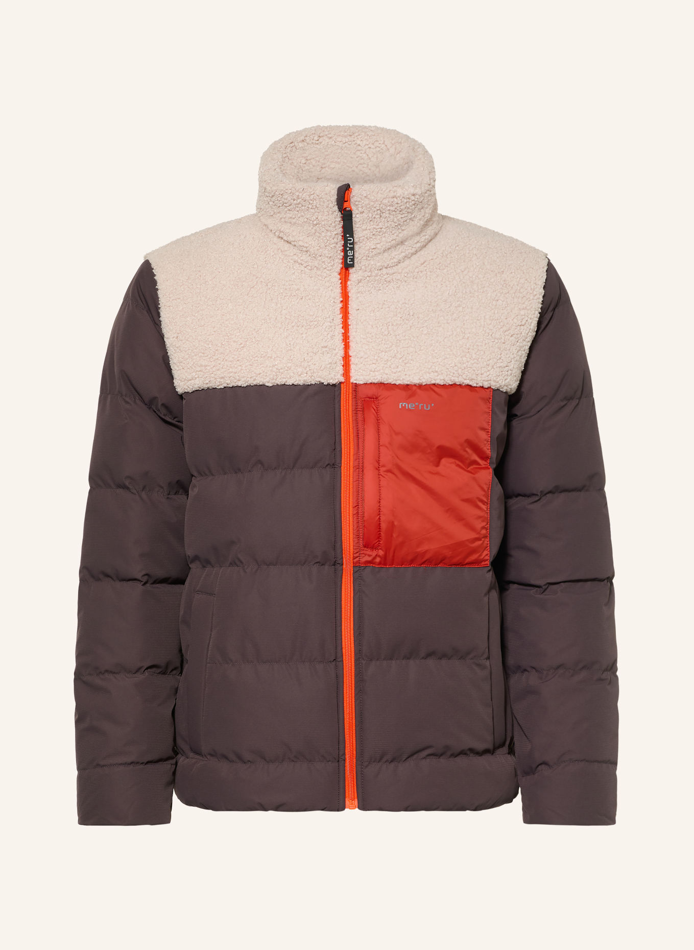 me°ru' Steppjacke ROSKILDE: DUNKELBRAUN / BEIGE / DUNKELORANGE