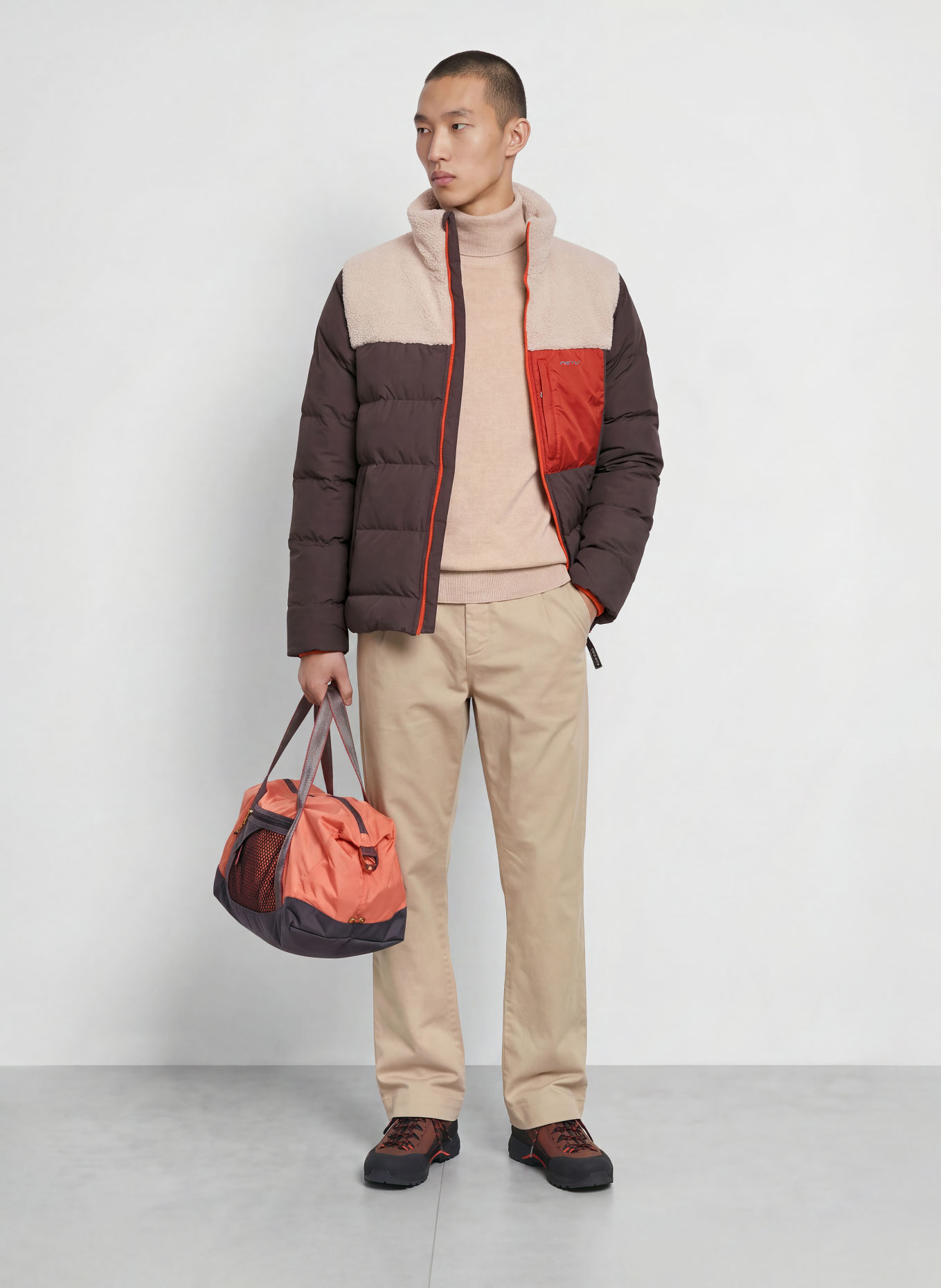 me°ru' Steppjacke ROSKILDE: DUNKELBRAUN / BEIGE / DUNKELORANGE