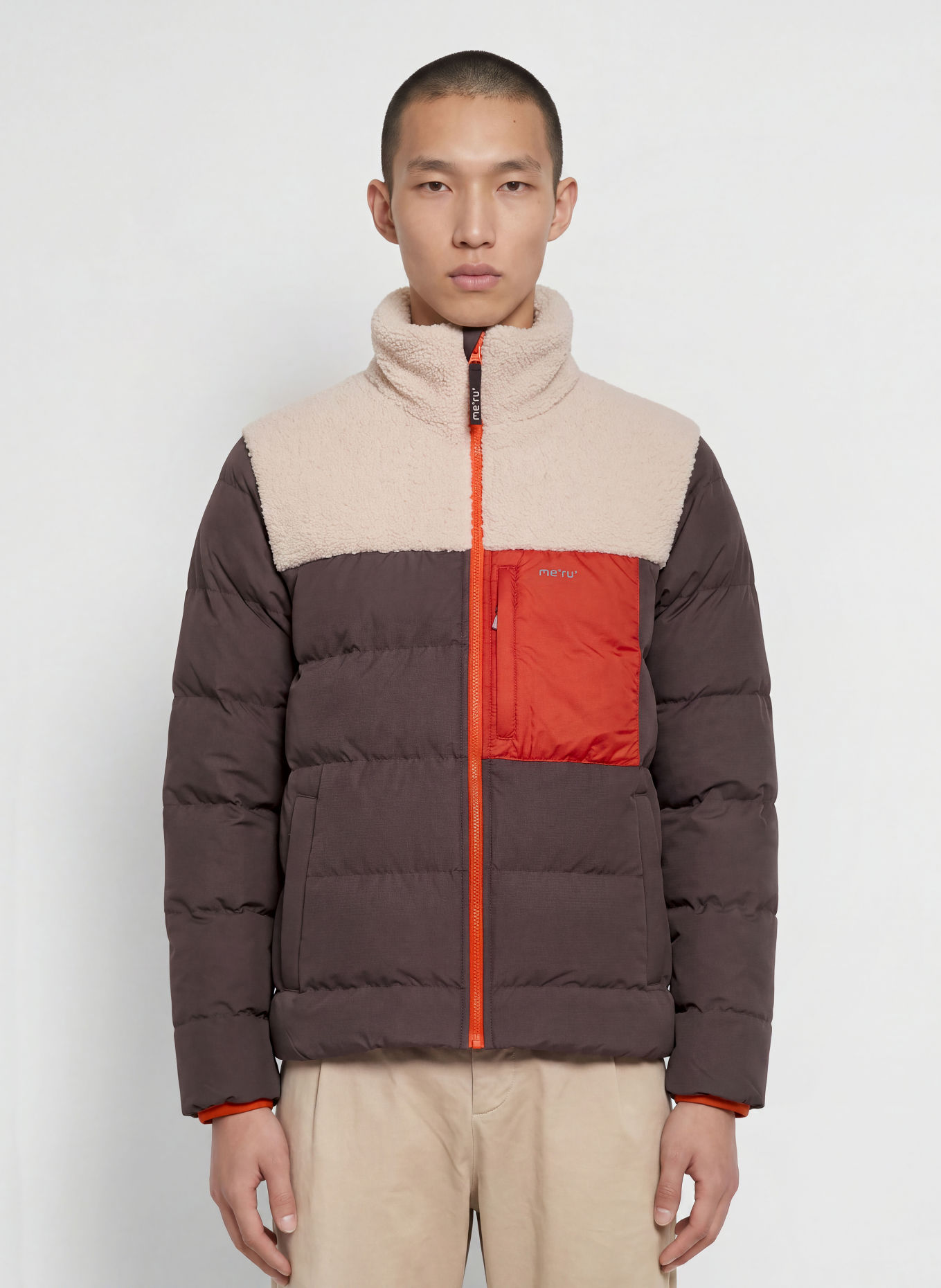 me°ru' Steppjacke ROSKILDE: DUNKELBRAUN / BEIGE / DUNKELORANGE