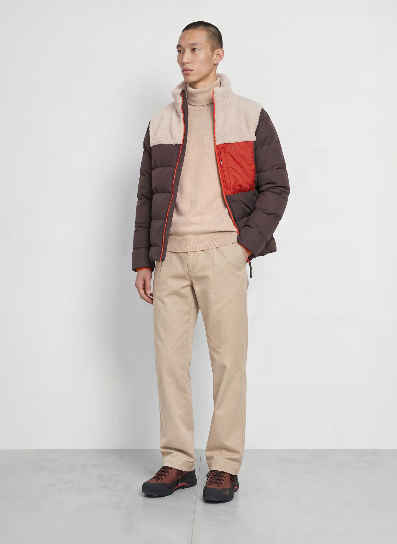 me°ru' Steppjacke ROSKILDE: DUNKELBRAUN / BEIGE / DUNKELORANGE