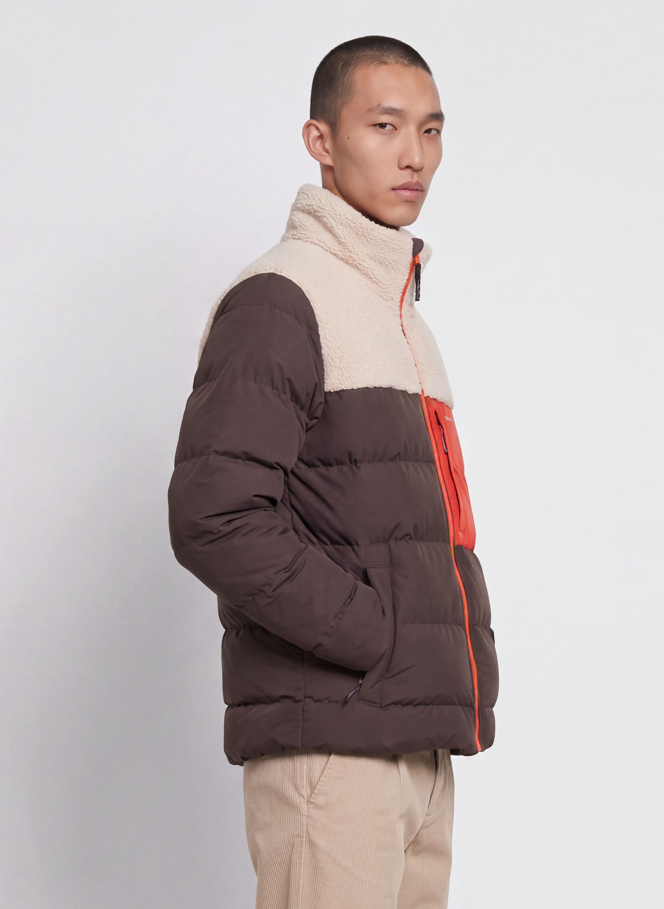 me°ru' Steppjacke ROSKILDE: DUNKELBRAUN / BEIGE / DUNKELORANGE
