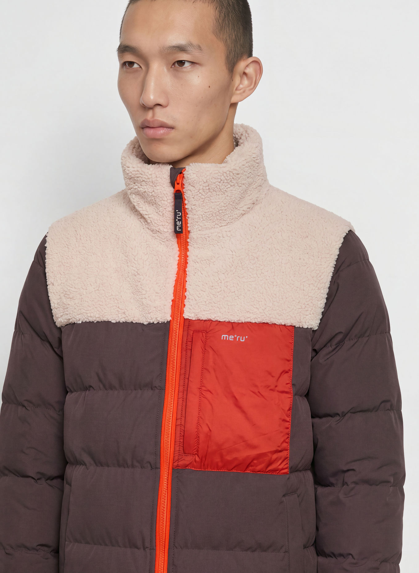 me°ru' Steppjacke ROSKILDE: DUNKELBRAUN / BEIGE / DUNKELORANGE