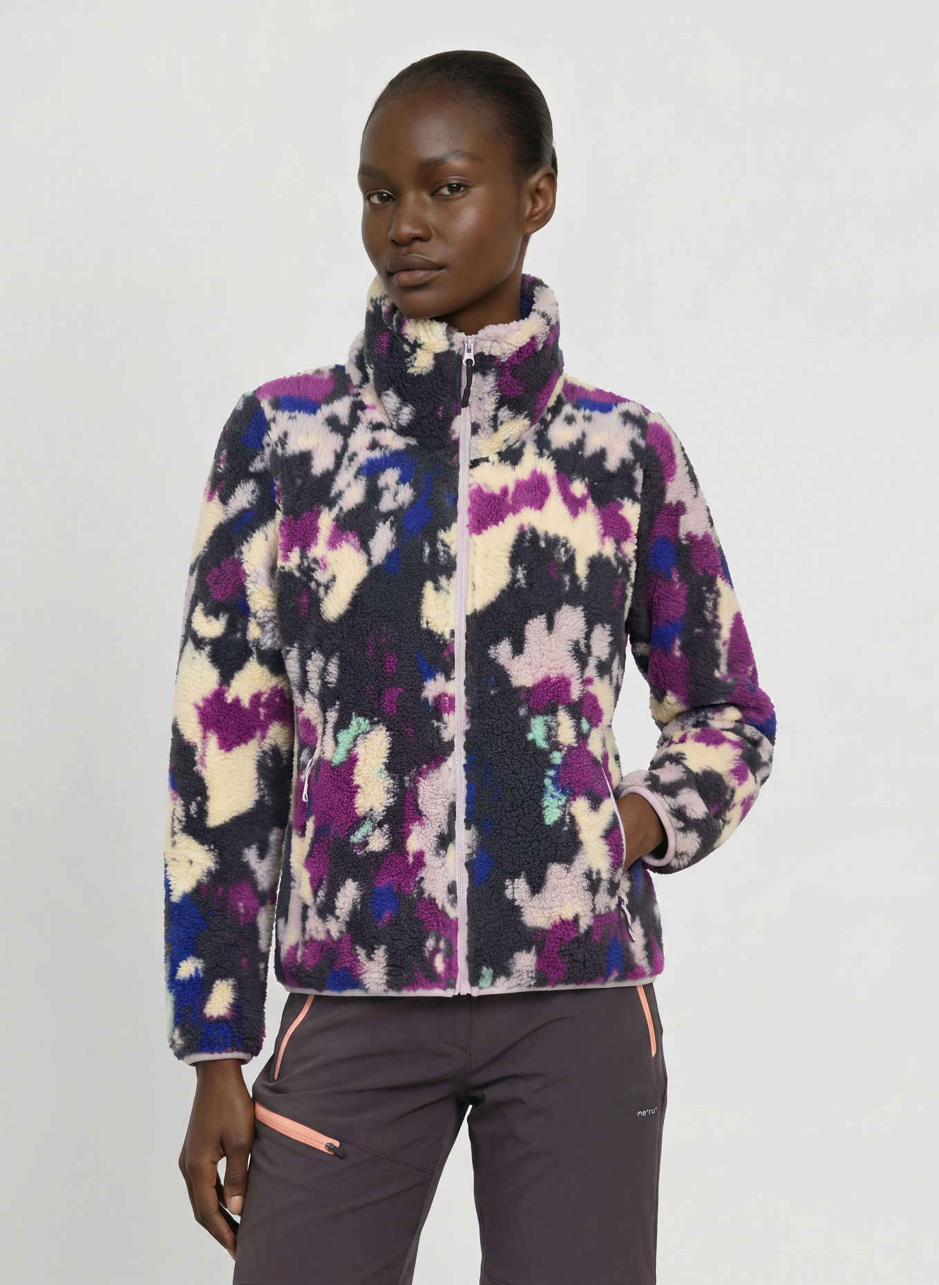 me°ru' Fleecejakke BONDY: KHAKI / ECRU / FUCHSIA