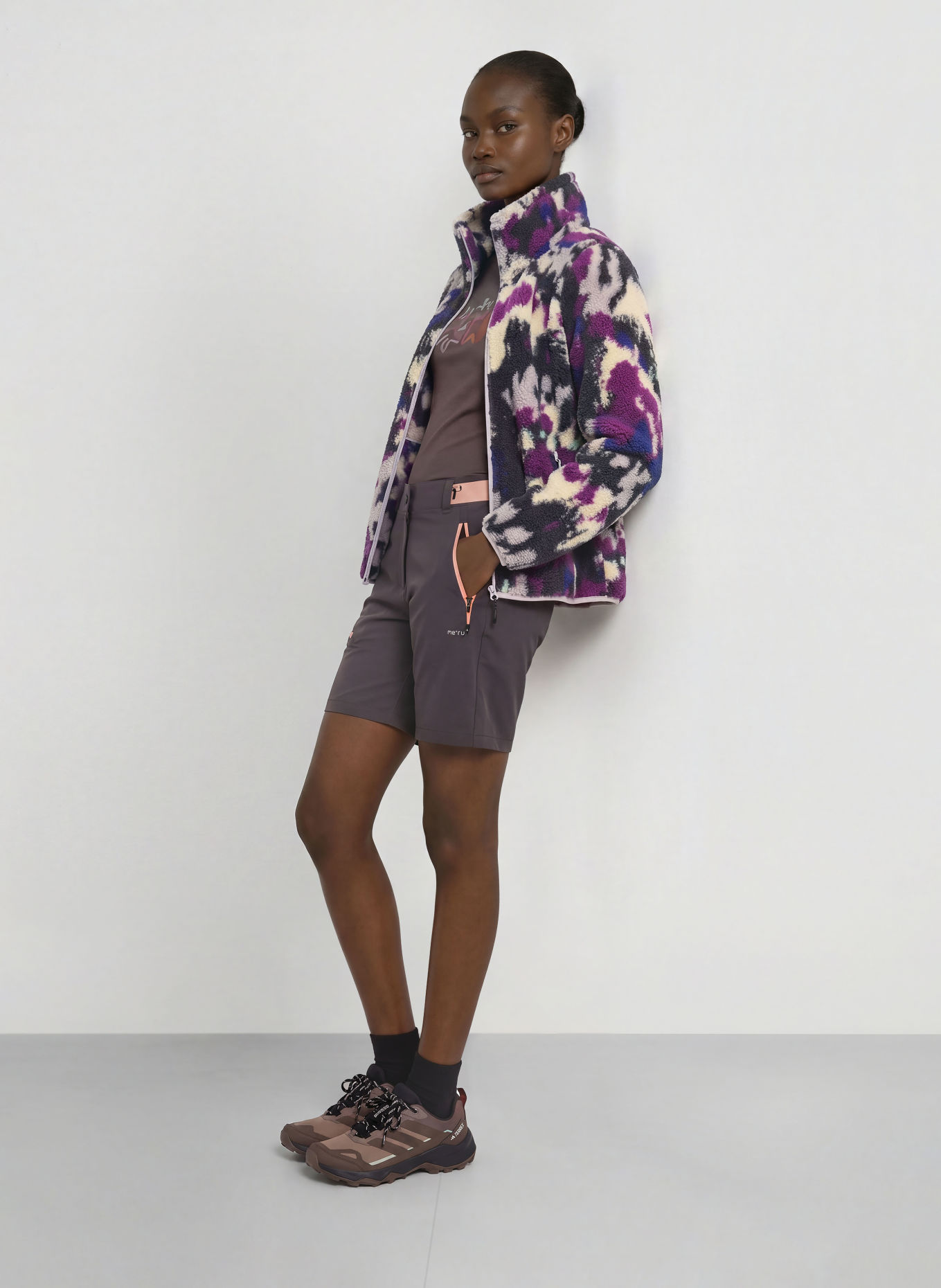 me°ru' Fleecejakke BONDY: KHAKI / ECRU / FUCHSIA