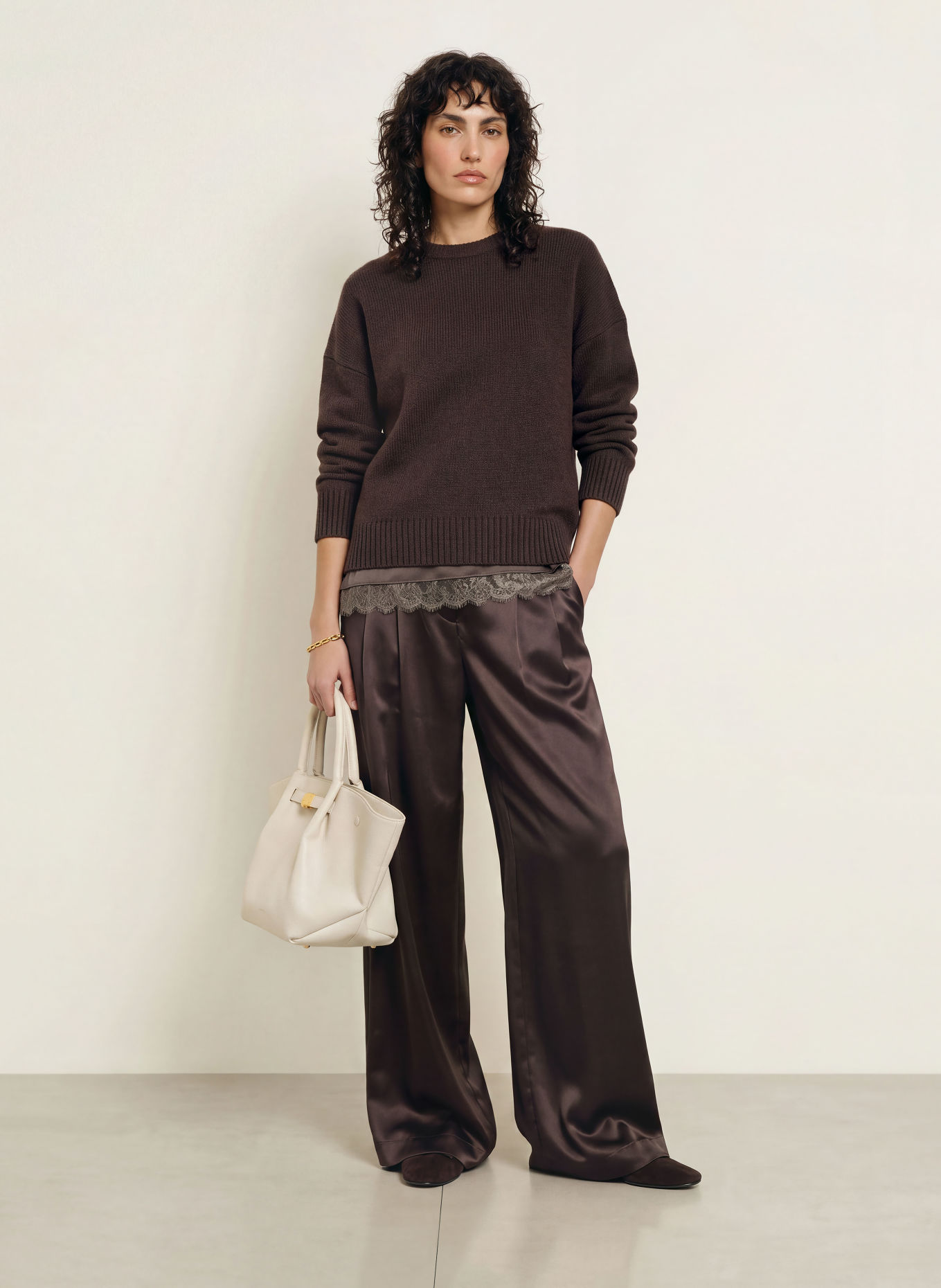LADNERI Kasjmier trui SLUSH: MARRON FONCÉ