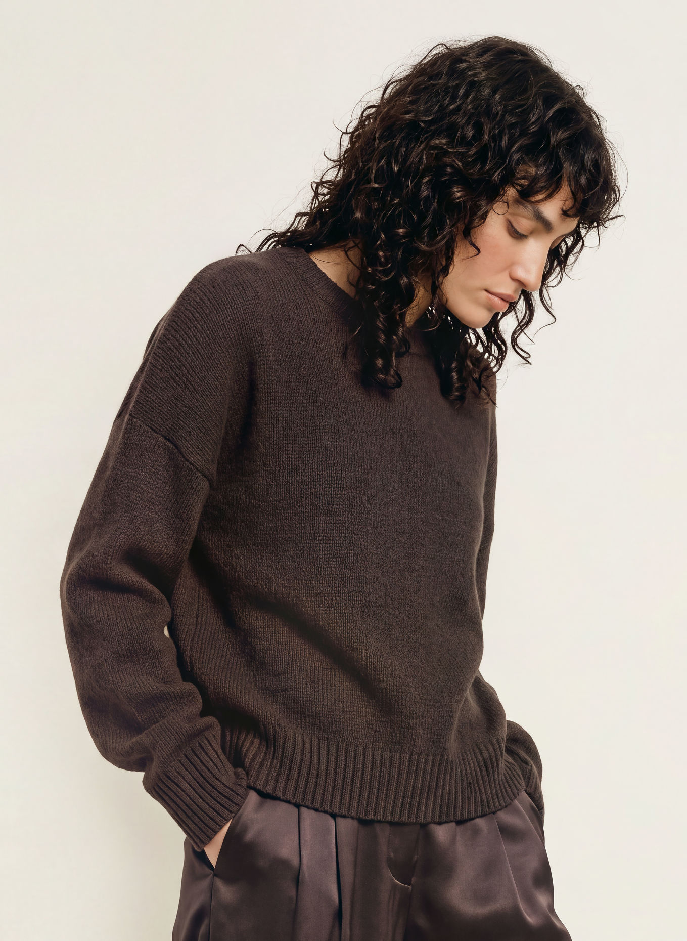 LADNERI Kasjmier trui SLUSH: MARRON FONCÉ
