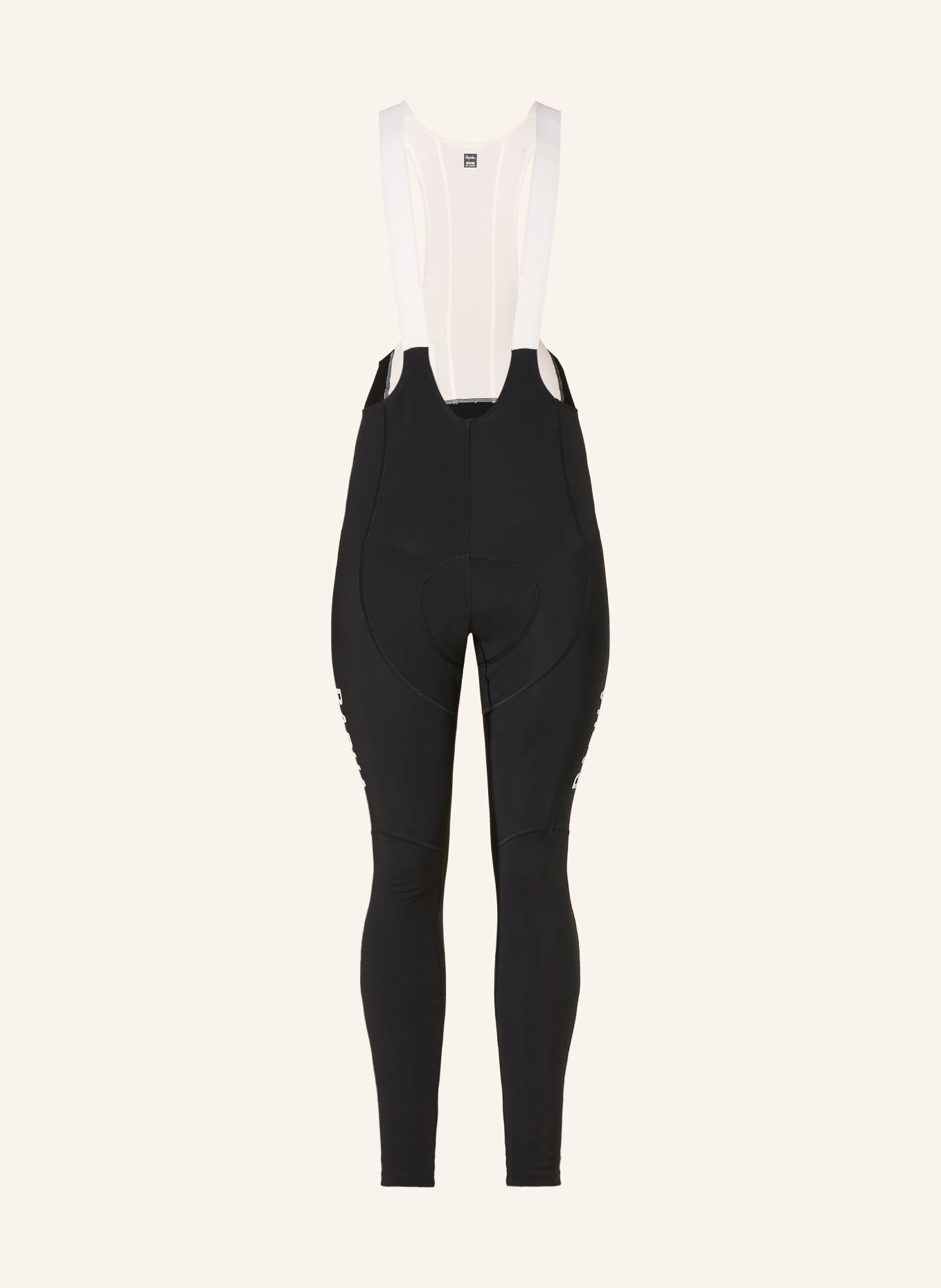 Rapha PRO TEAM WINTER cycling shorts with suspenders and padded insert: BLACK / WHITE