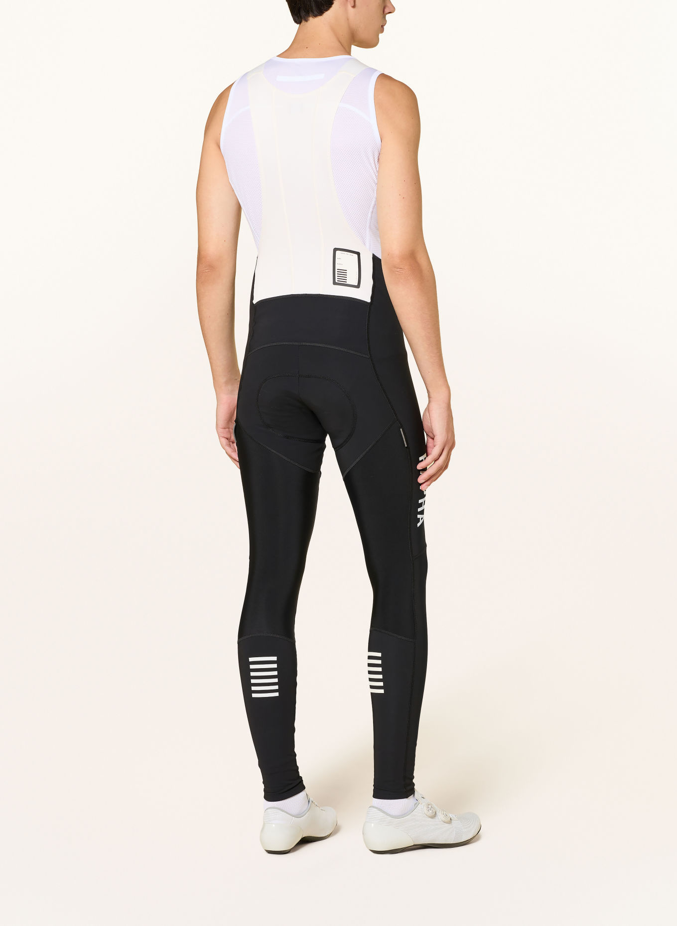 Rapha PRO TEAM WINTER cycling shorts with suspenders and padded insert: BLACK / WHITE