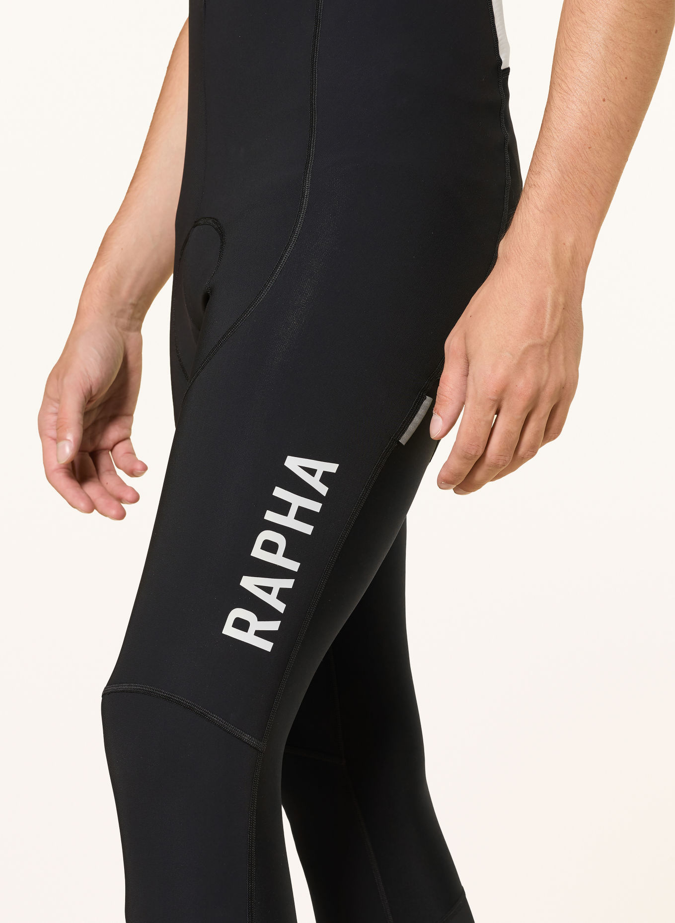 Rapha PRO TEAM WINTER cycling shorts with suspenders and padded insert: BLACK / WHITE