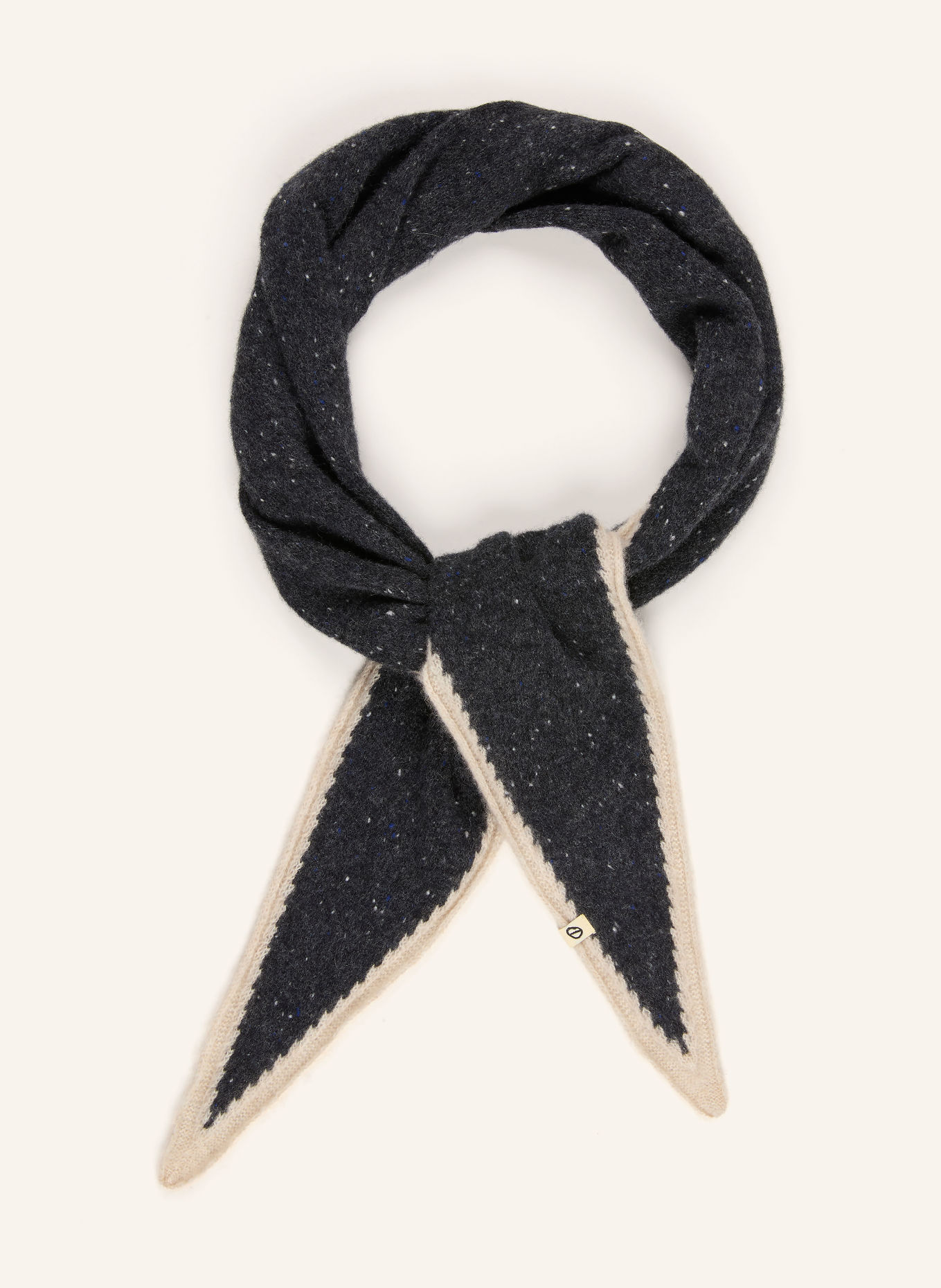 Oats & Rice Dreieckstuch aus Cashmere: DUNKELGRAU / CREME