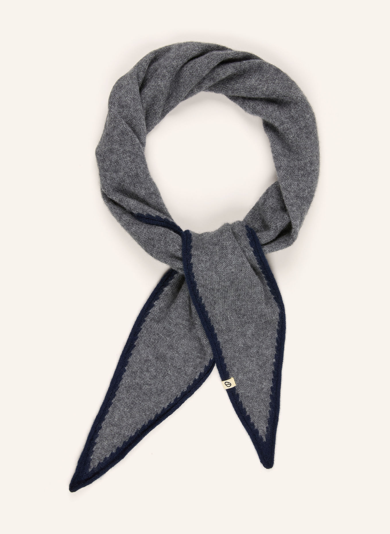 Oats & Rice Dreieckstuch aus Cashmere: GRAU / DUNKELBLAU