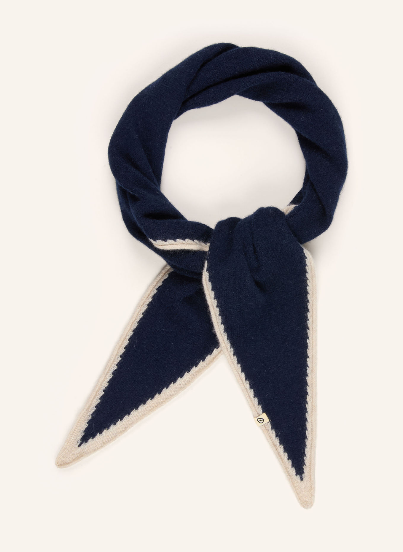 Oats & Rice Dreieckstuch aus Cashmere: DUNKELBLAU / CREME