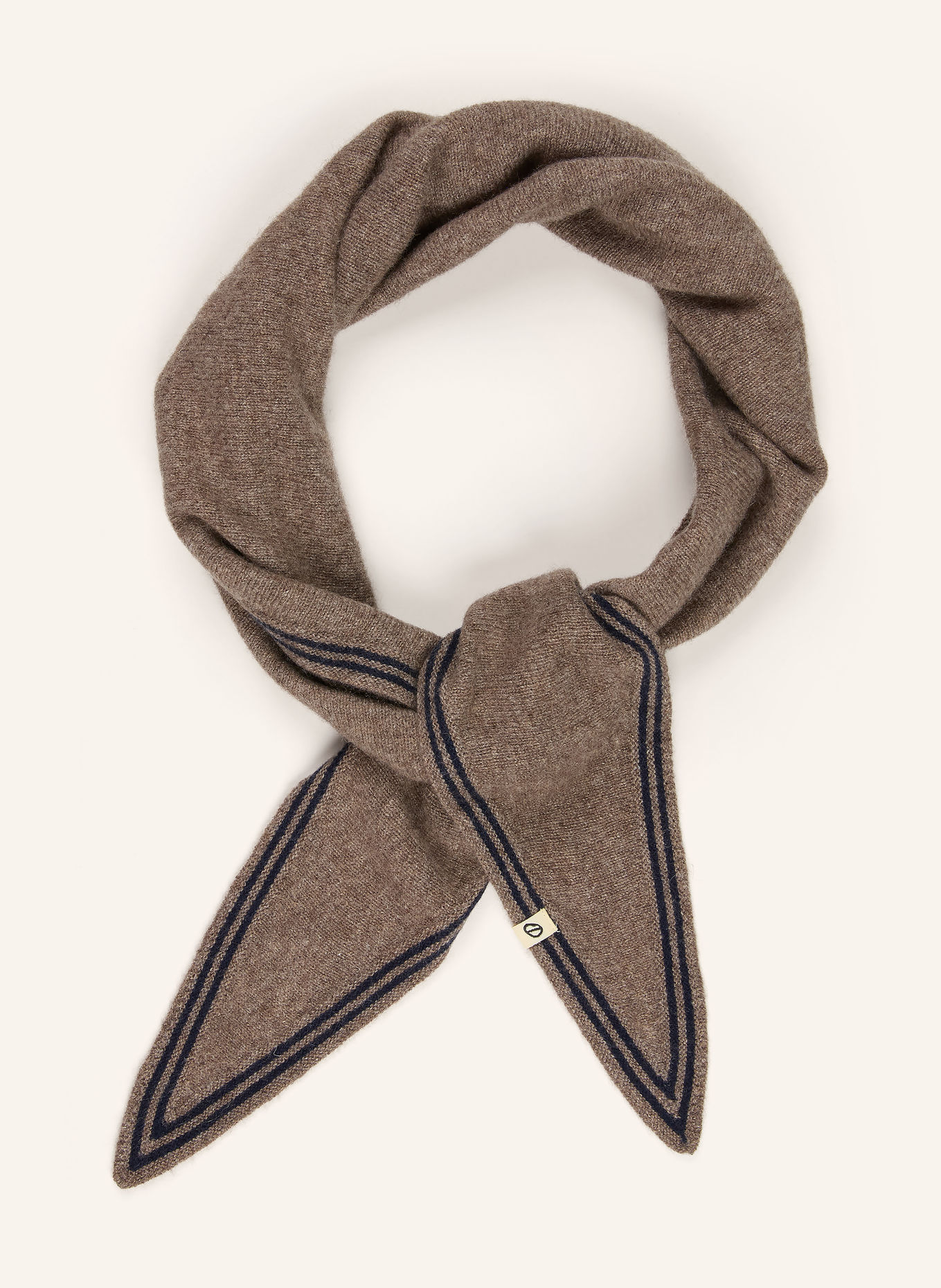 Oats & Rice Dreieckstuch BRONTE aus Cashmere: TAUPE / DUNKELBLAU