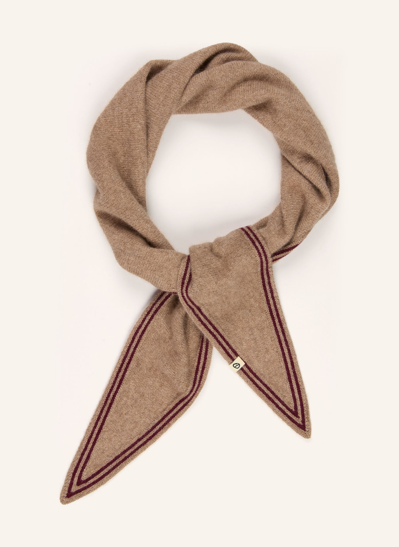 Oats & Rice Dreieckstuch BRONTE aus Cashmere: BEIGE / DUNKELROT