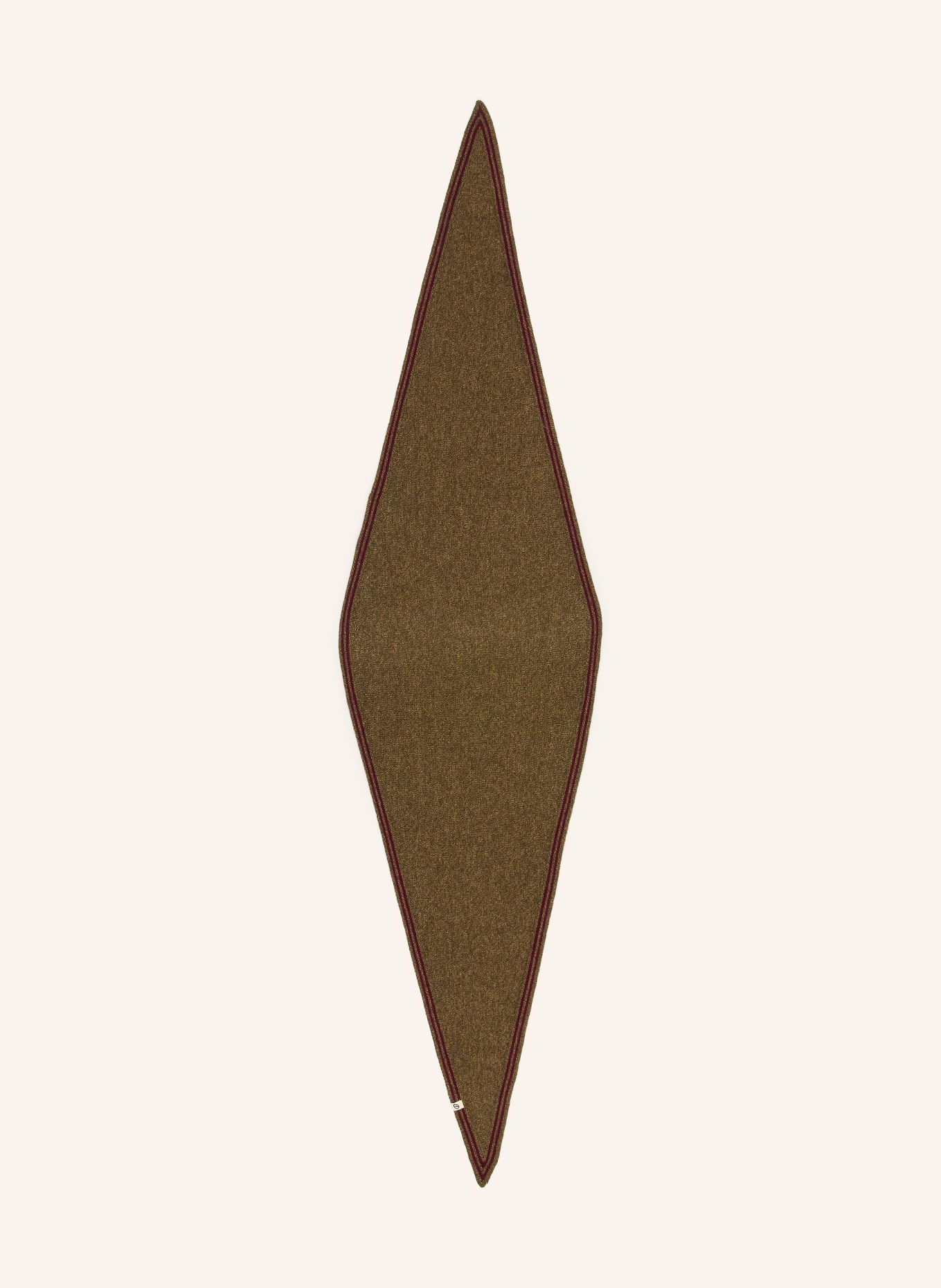 Oats & Rice BRONTE cashmere triangular scarf: KHAKI / DARK RED